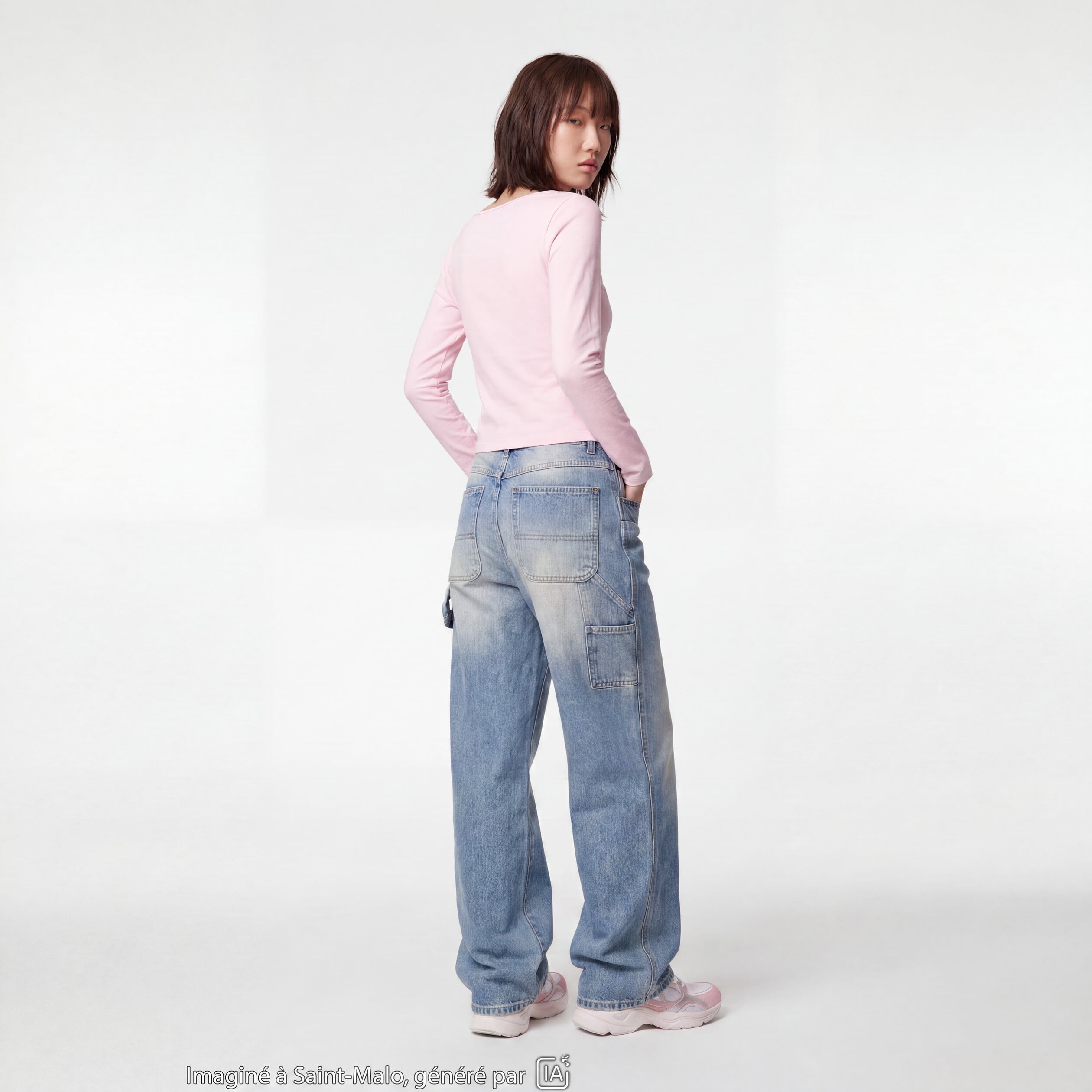 Jean Max baggy taille standard denim bleach