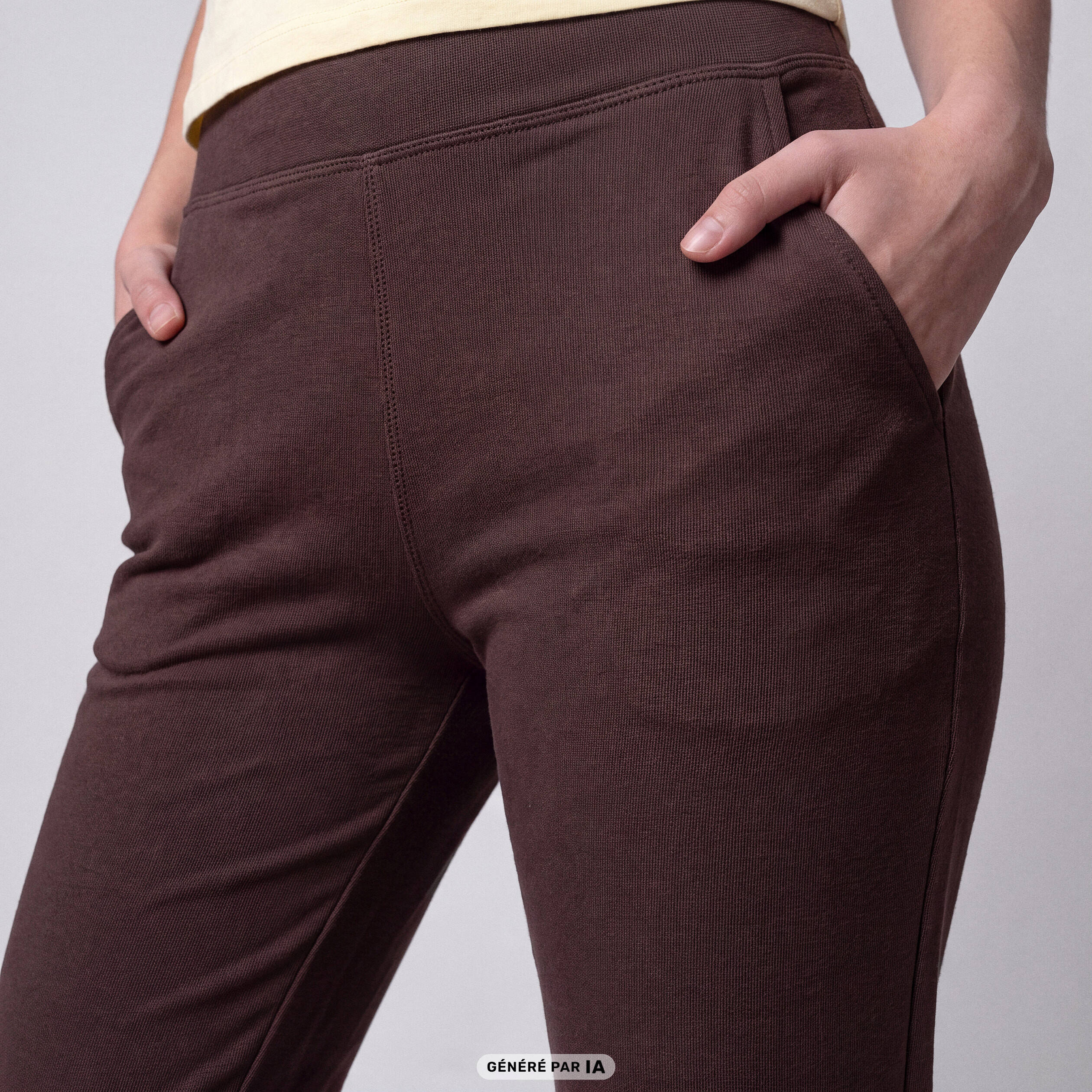 Leggings bootcut taille haute stretch marron fonc&eacute;