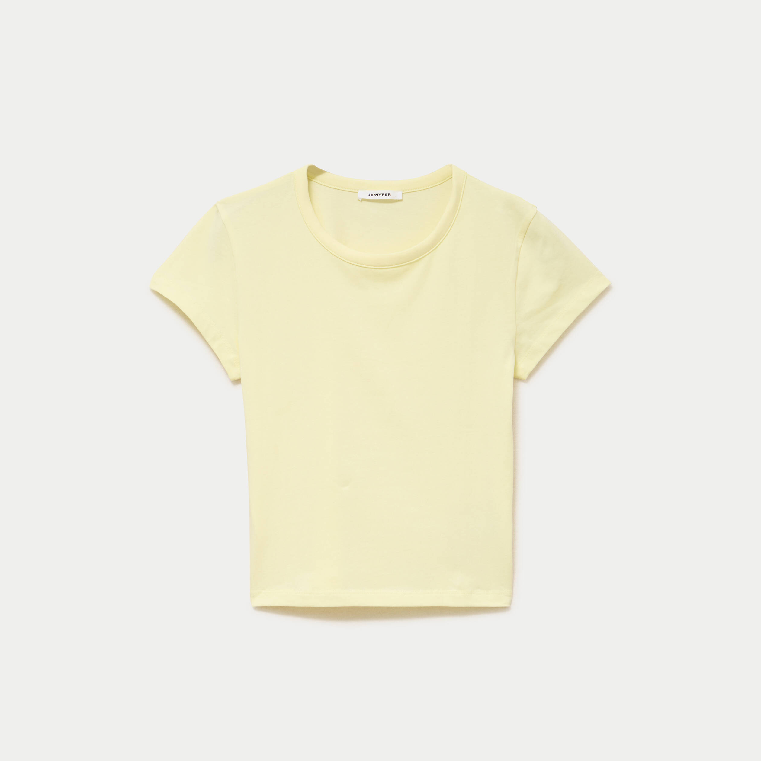 T-shirt ajust&eacute; col rond manches courtes jaune clair