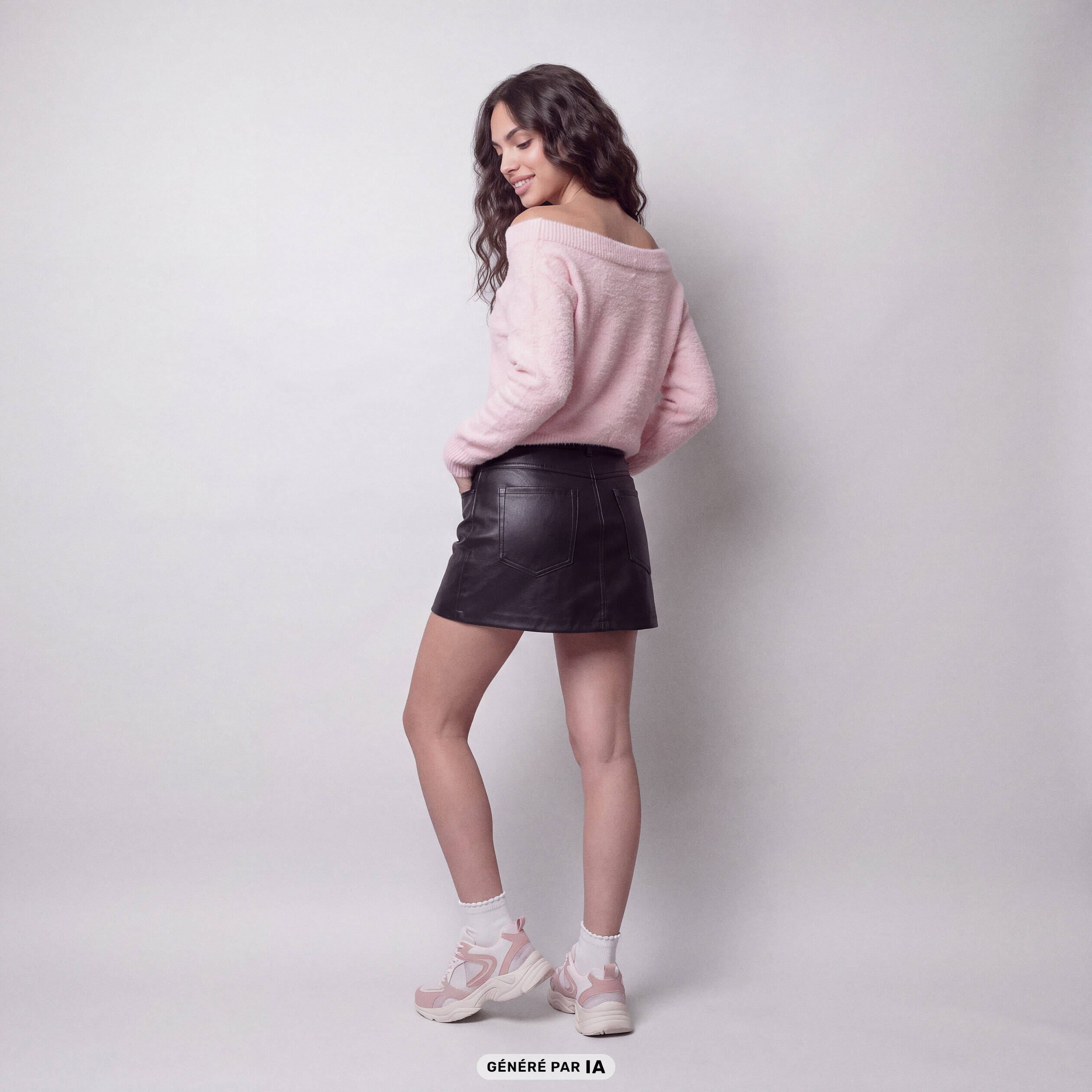 Jupe-short en similicuir noir