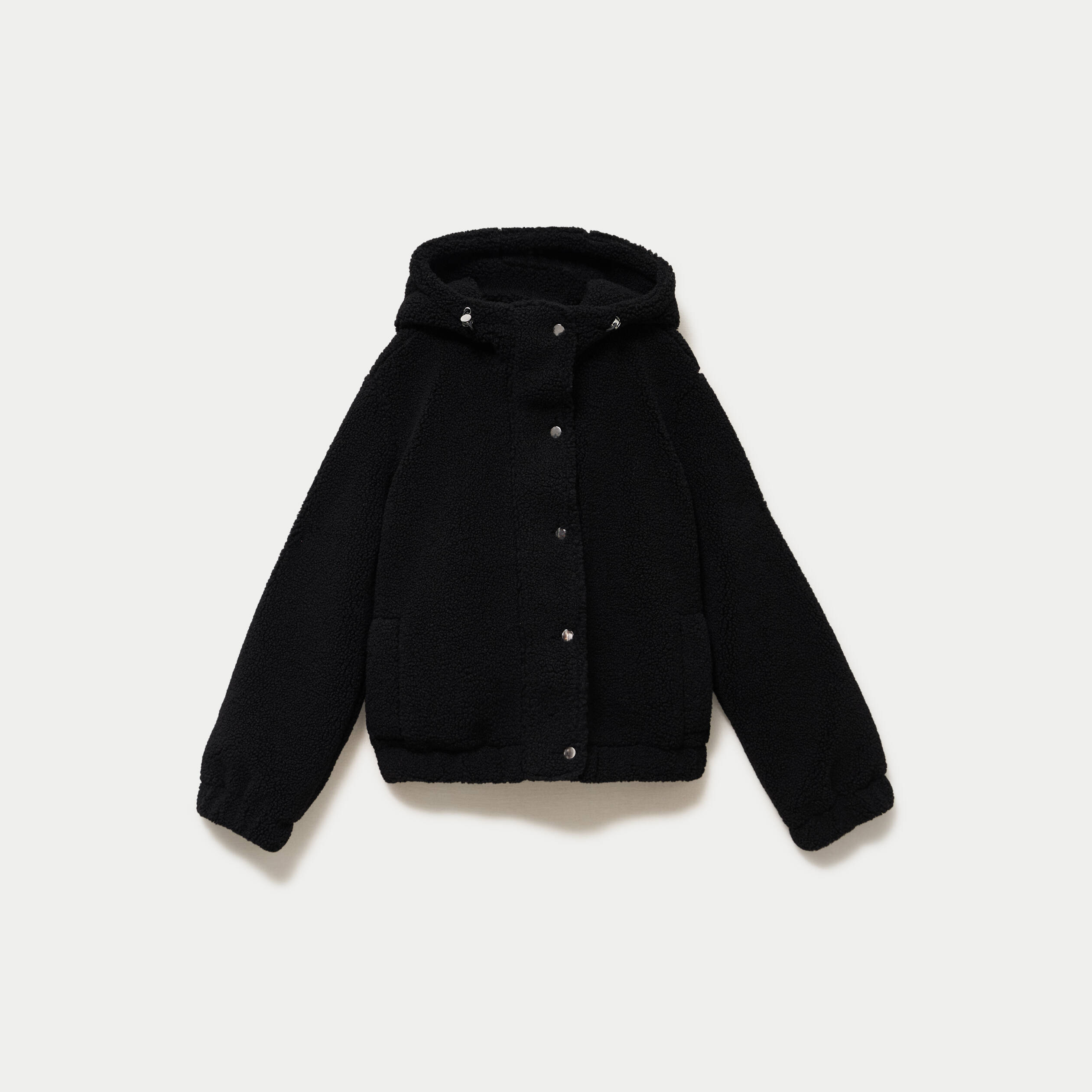 Blouson court droit effet polaire noir
