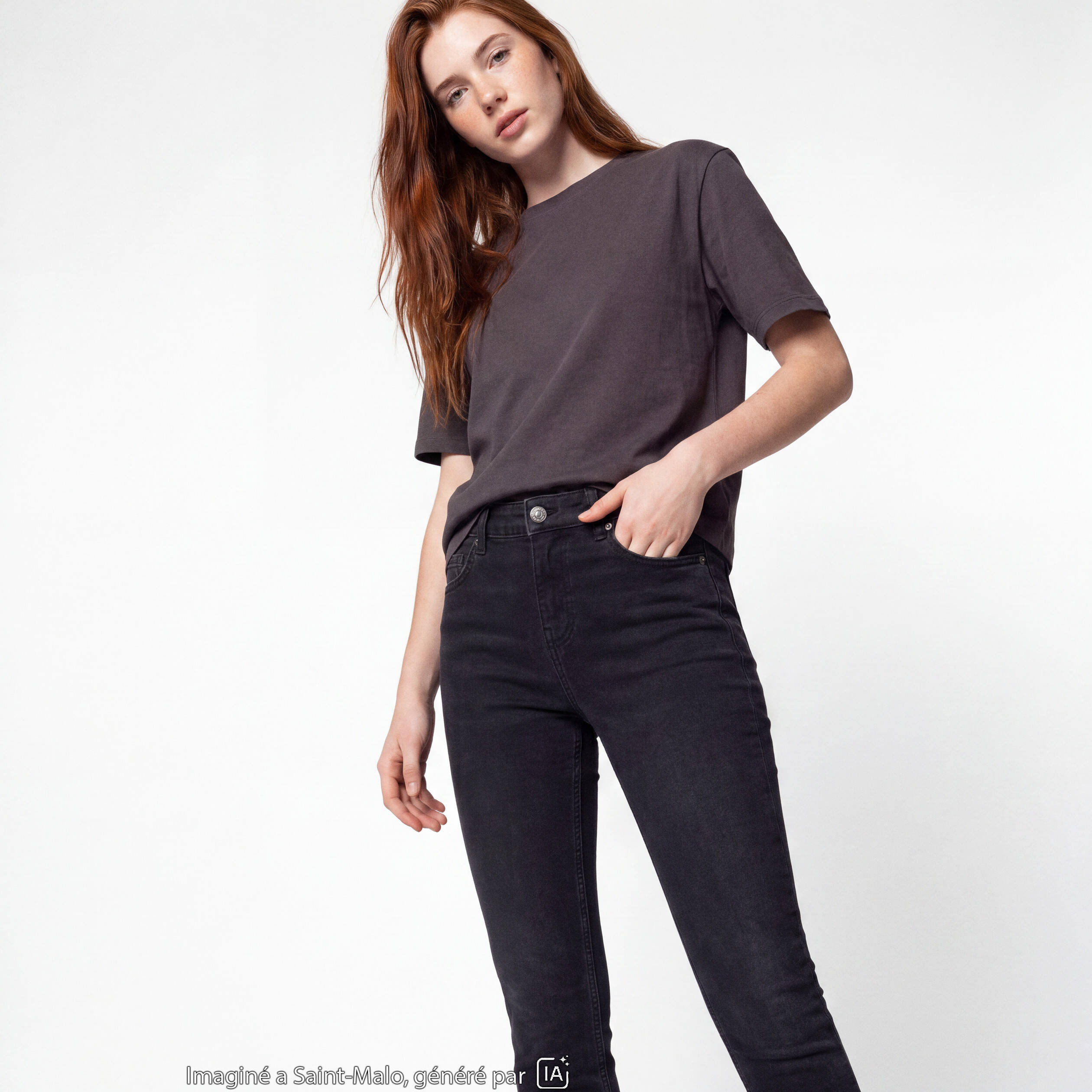 Jean skinny taille standard denim noir ado