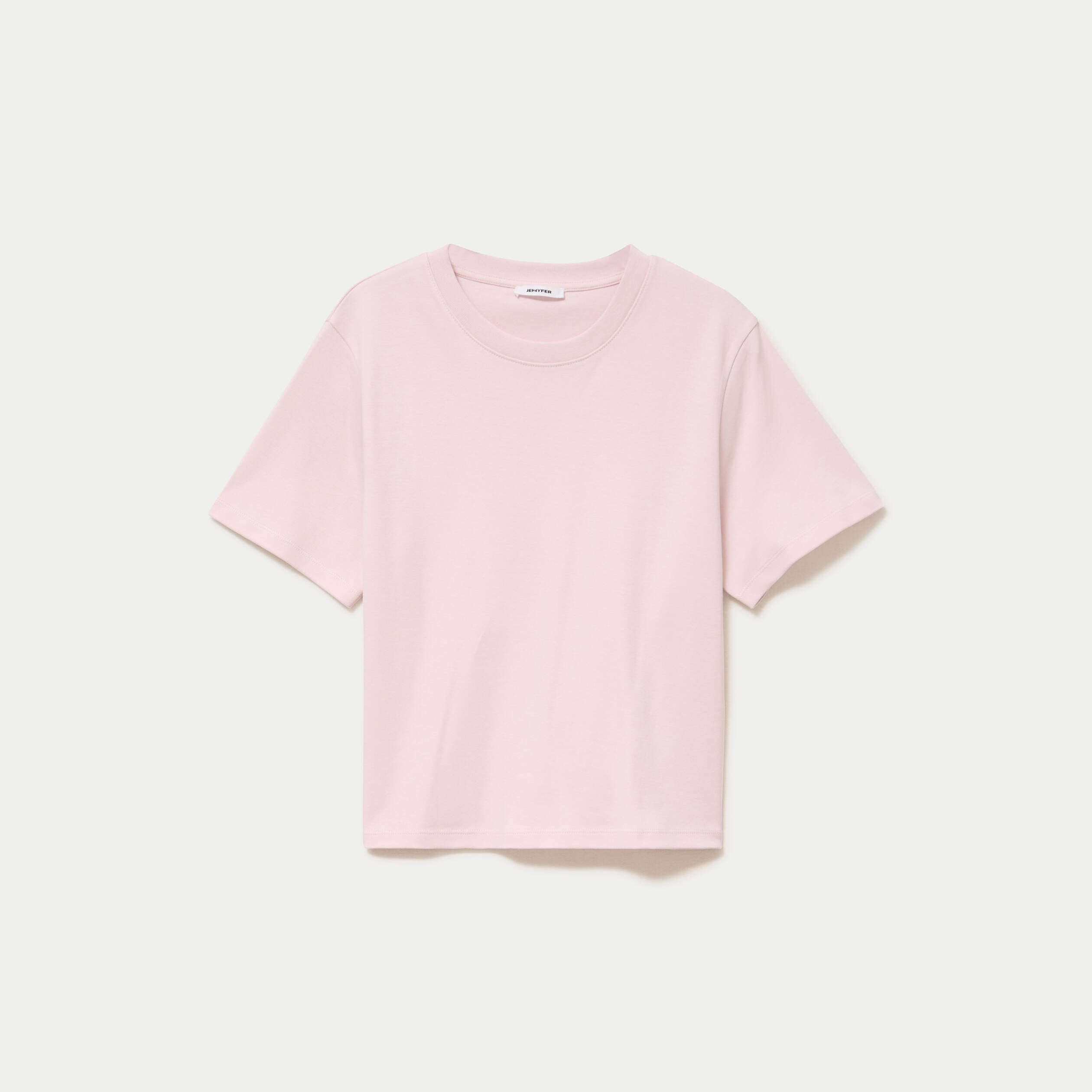T-shirt col rond manches courtes rose clair