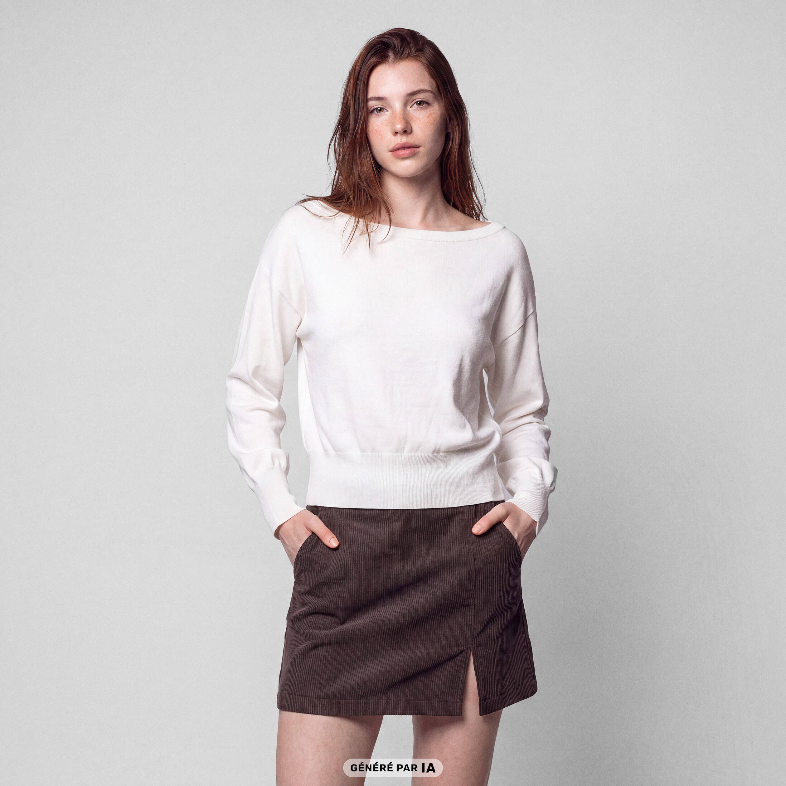 Pull oversize col bardot manches longues blanc
