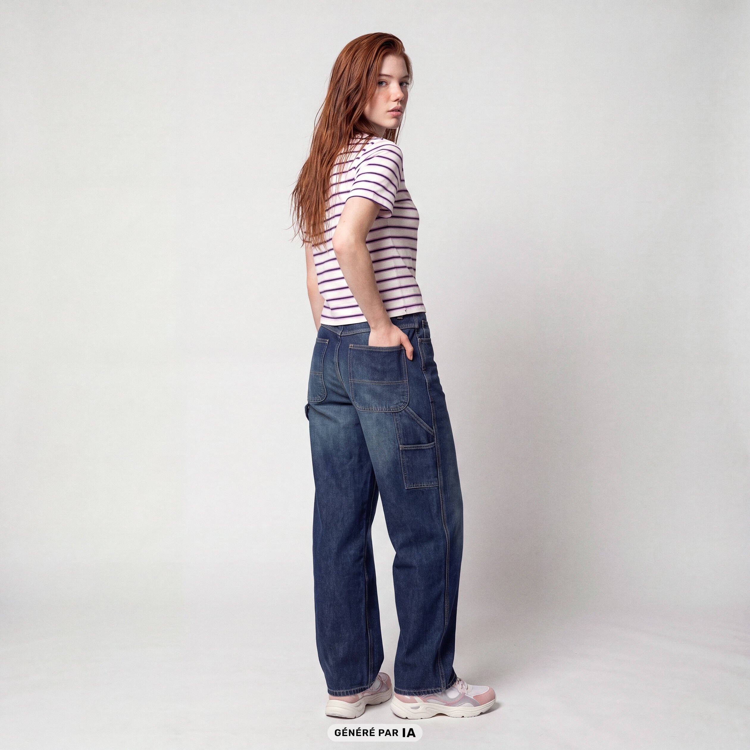 Jean Max loose taille standard denim blue black
