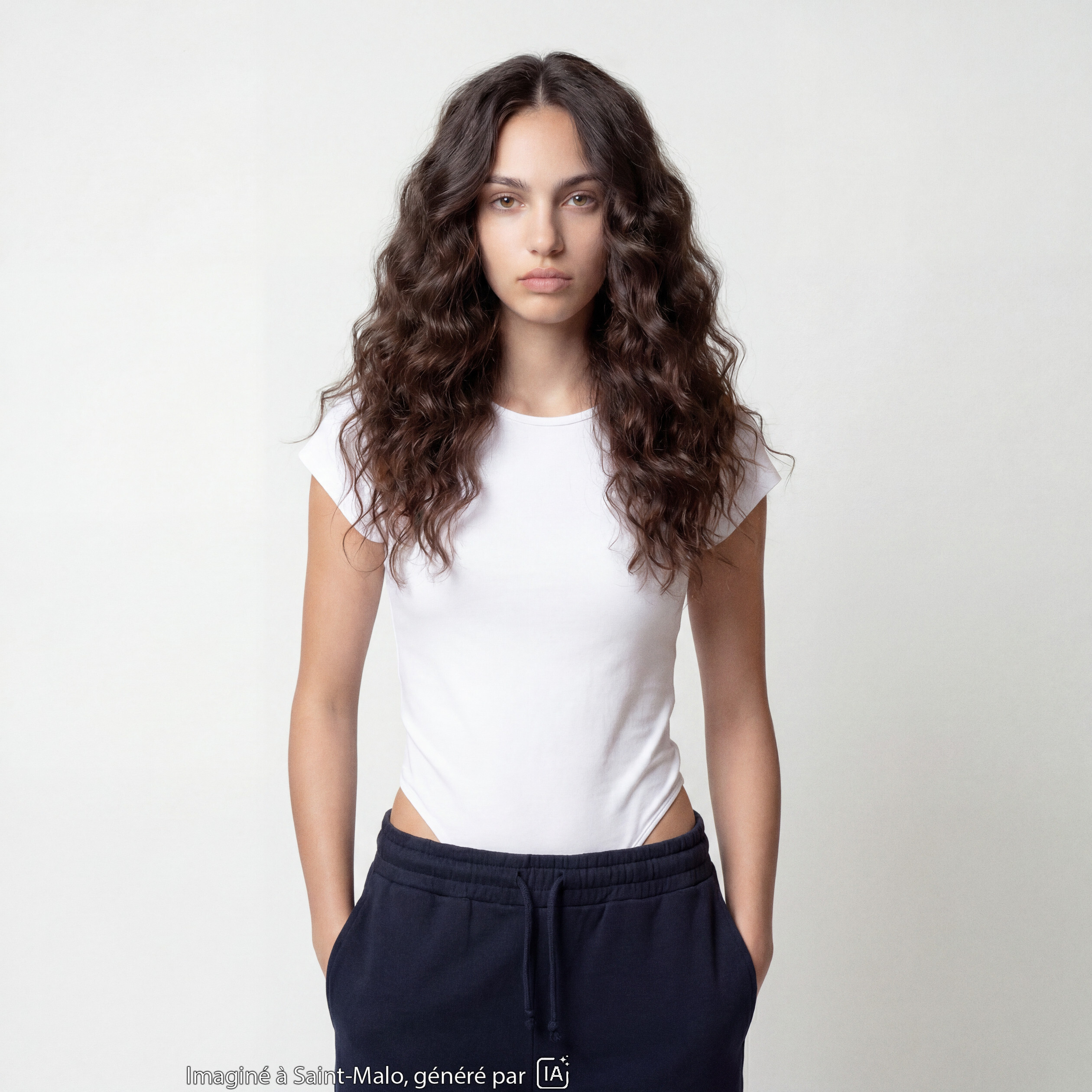 Body ajust&eacute; col rond manches courtes blanc