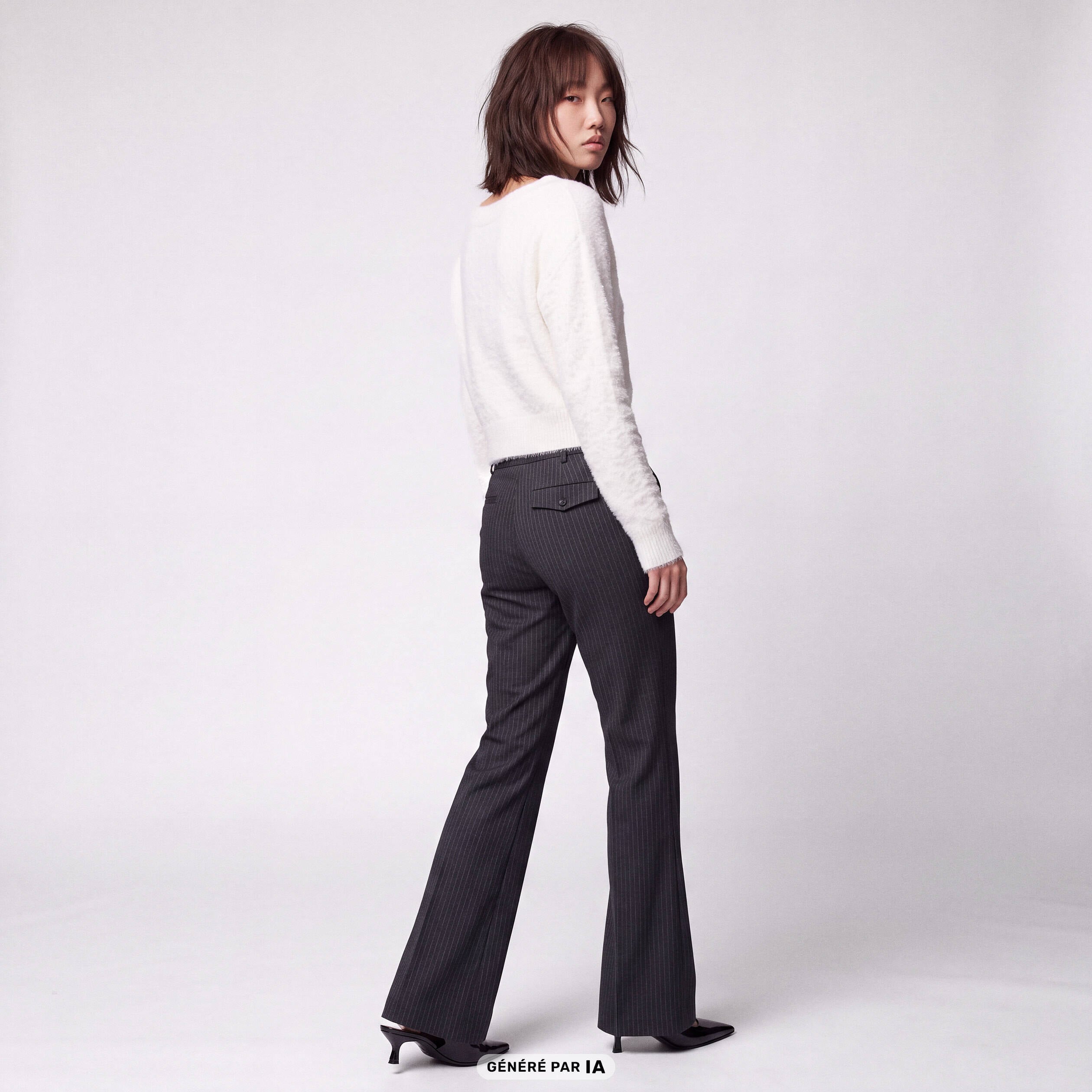 Pantalon bootcut stretch taille standard gris fonc&eacute;
