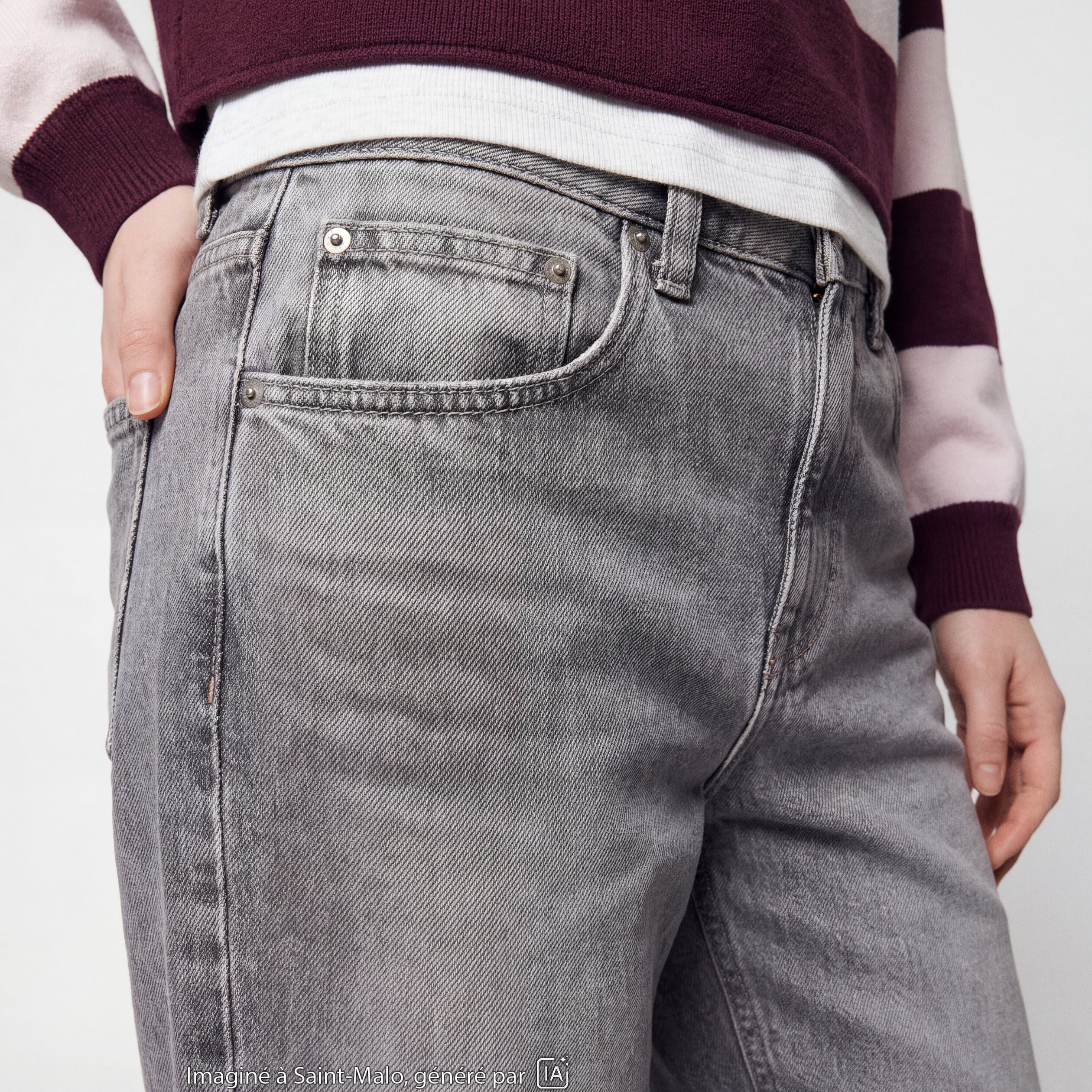 Jean Max loose taille basse denim gris