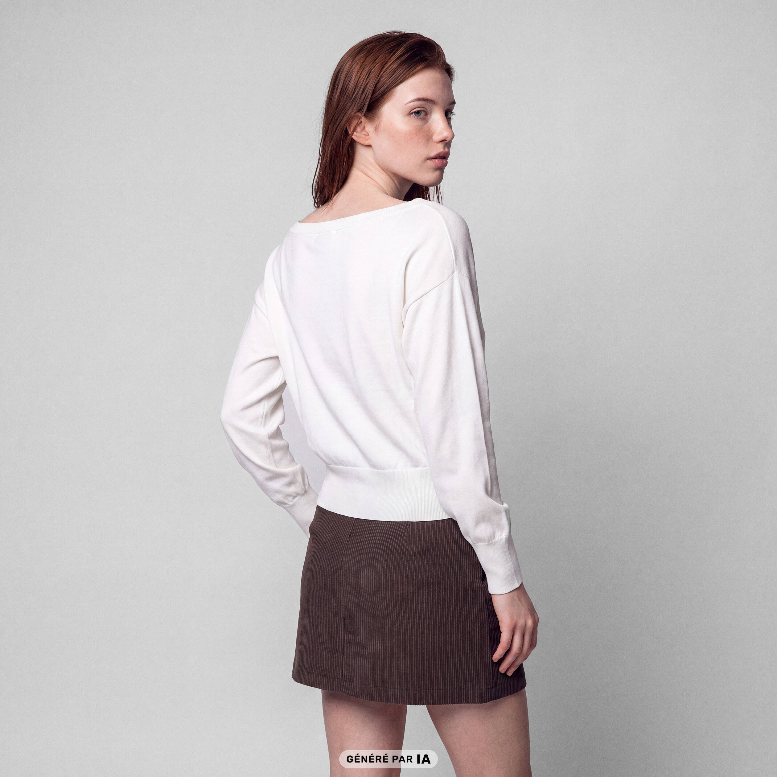 Pull oversize col bardot manches longues blanc