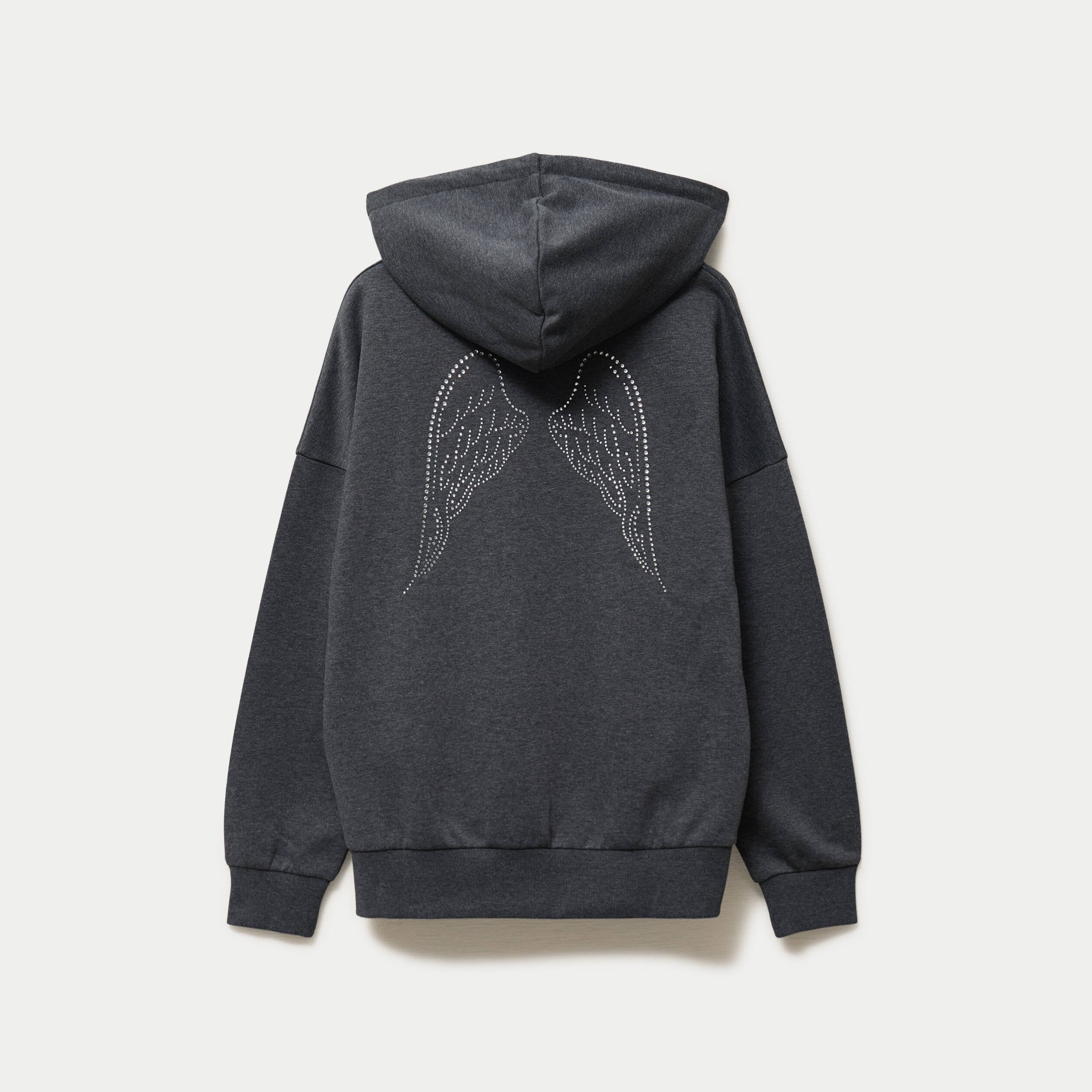 Sweat &agrave; capuche manches longues gris