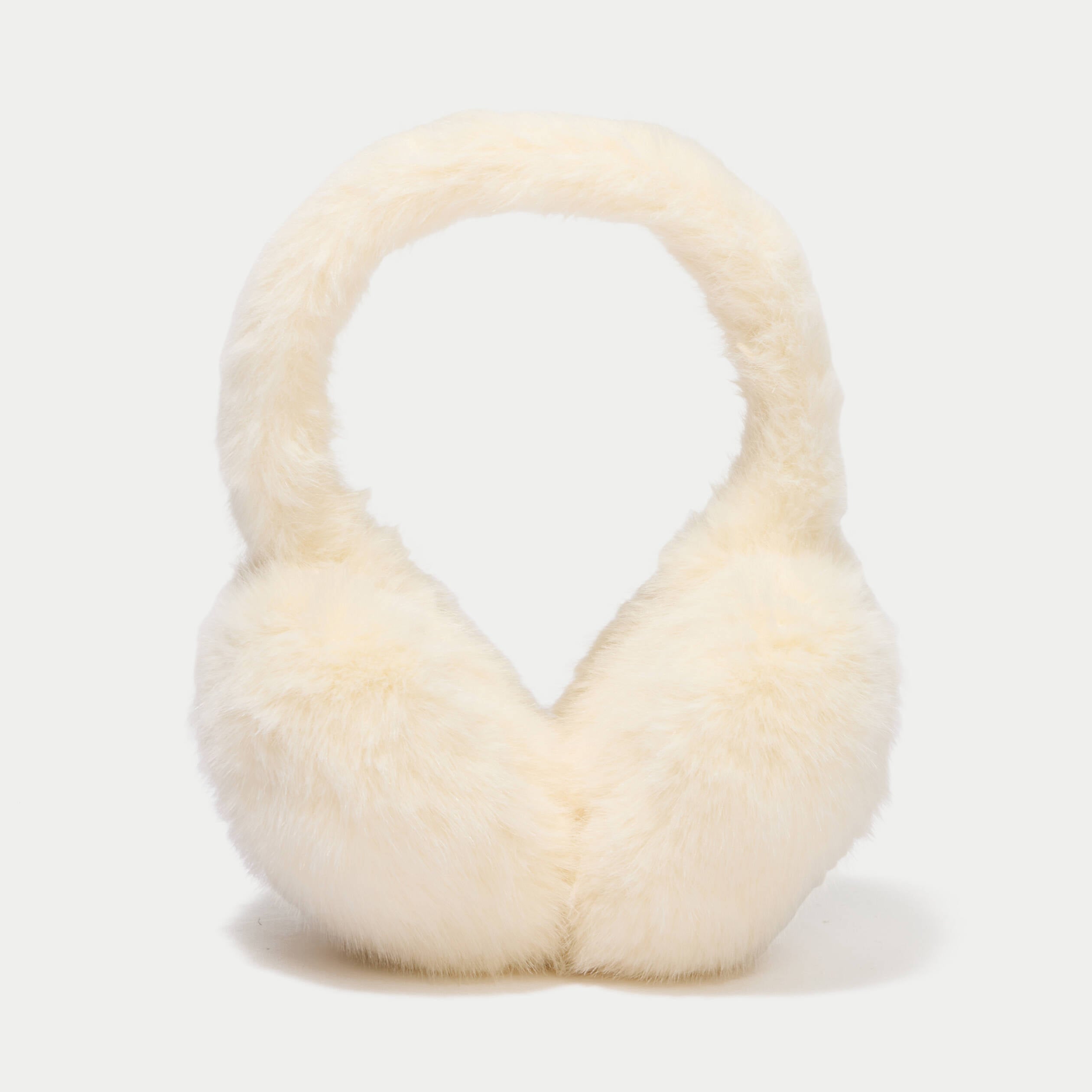Cache-oreilles en fausse fourrure jaune pastel