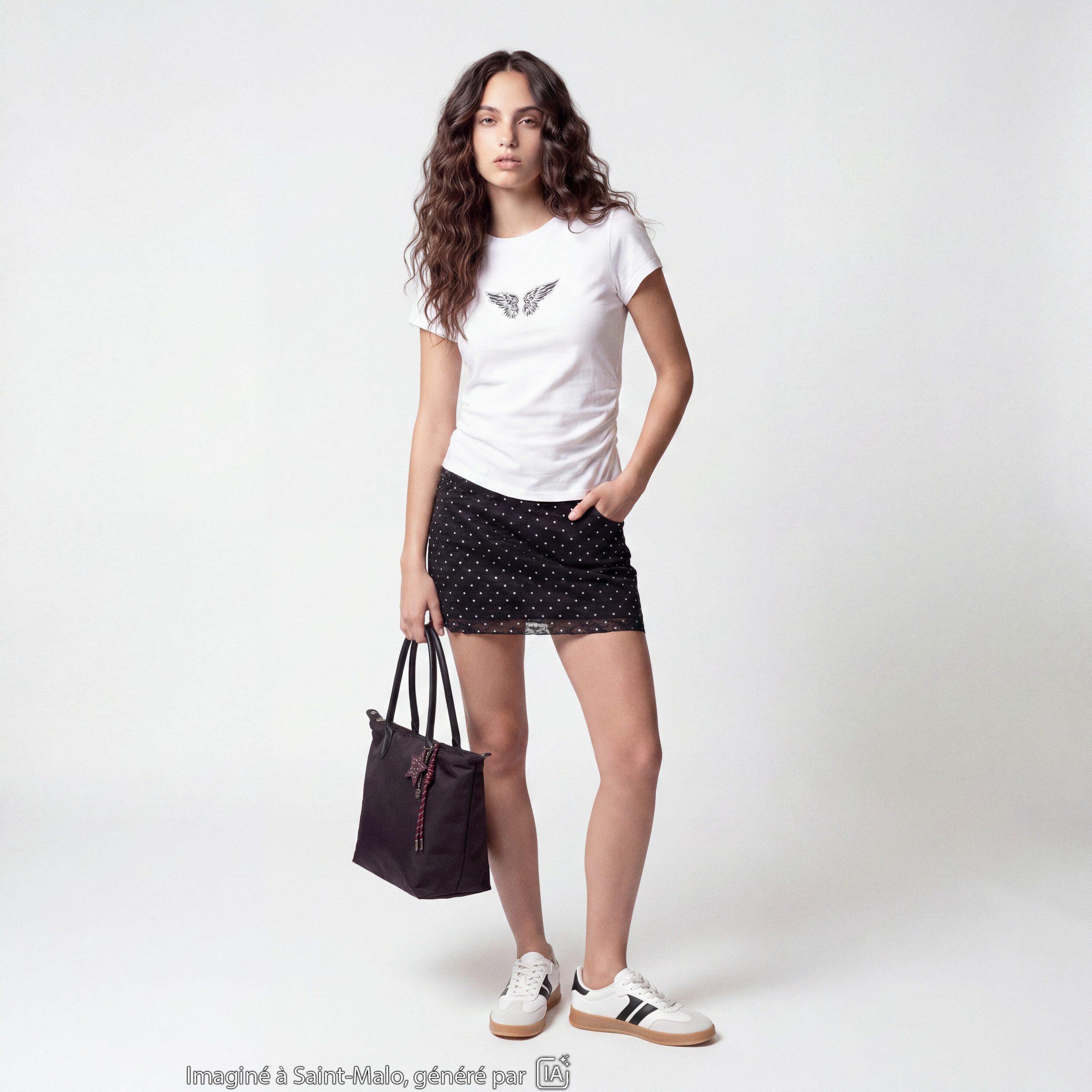 T-shirt droit court manches courtes blanc