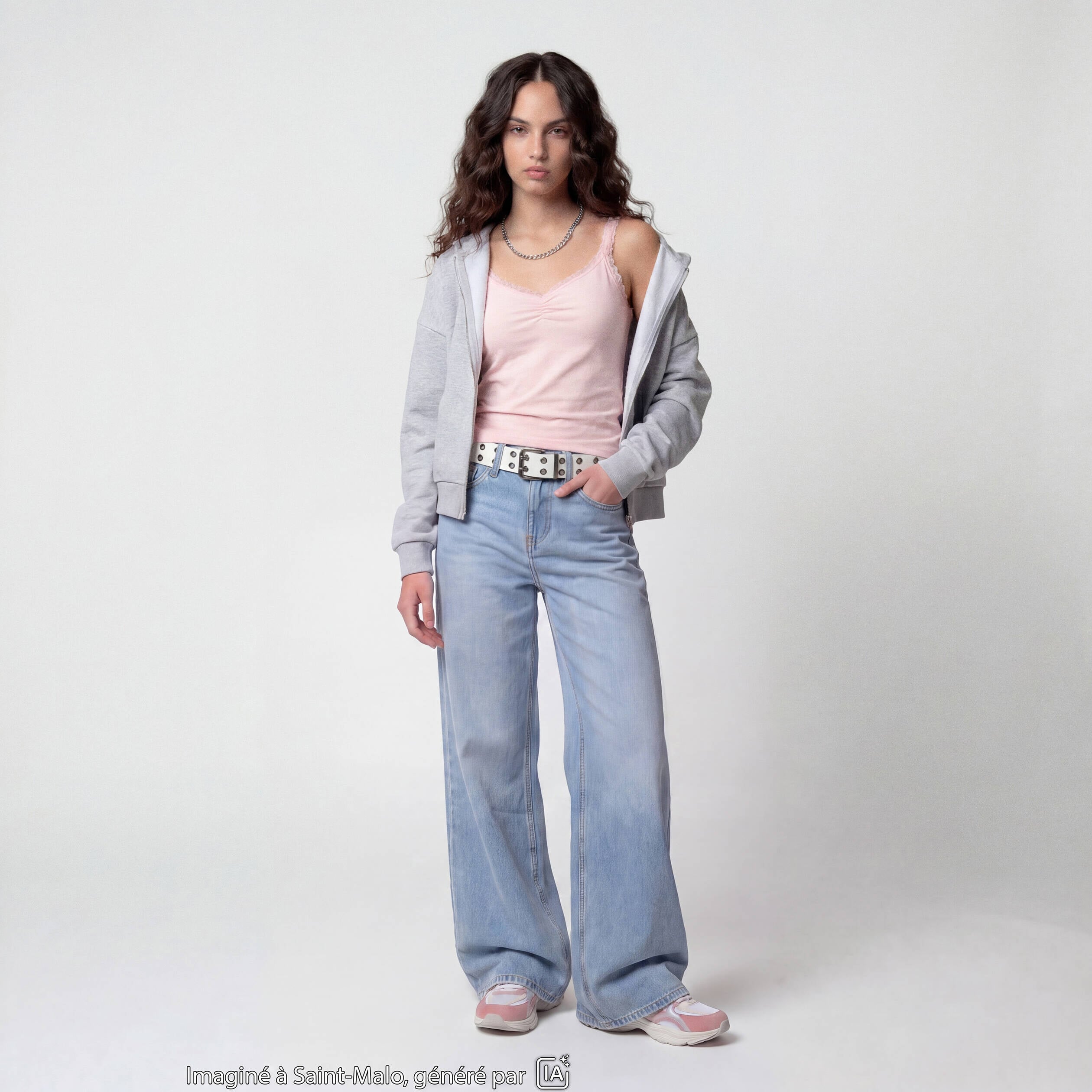 Jean Lenny wide leg taille standard denim triple stone