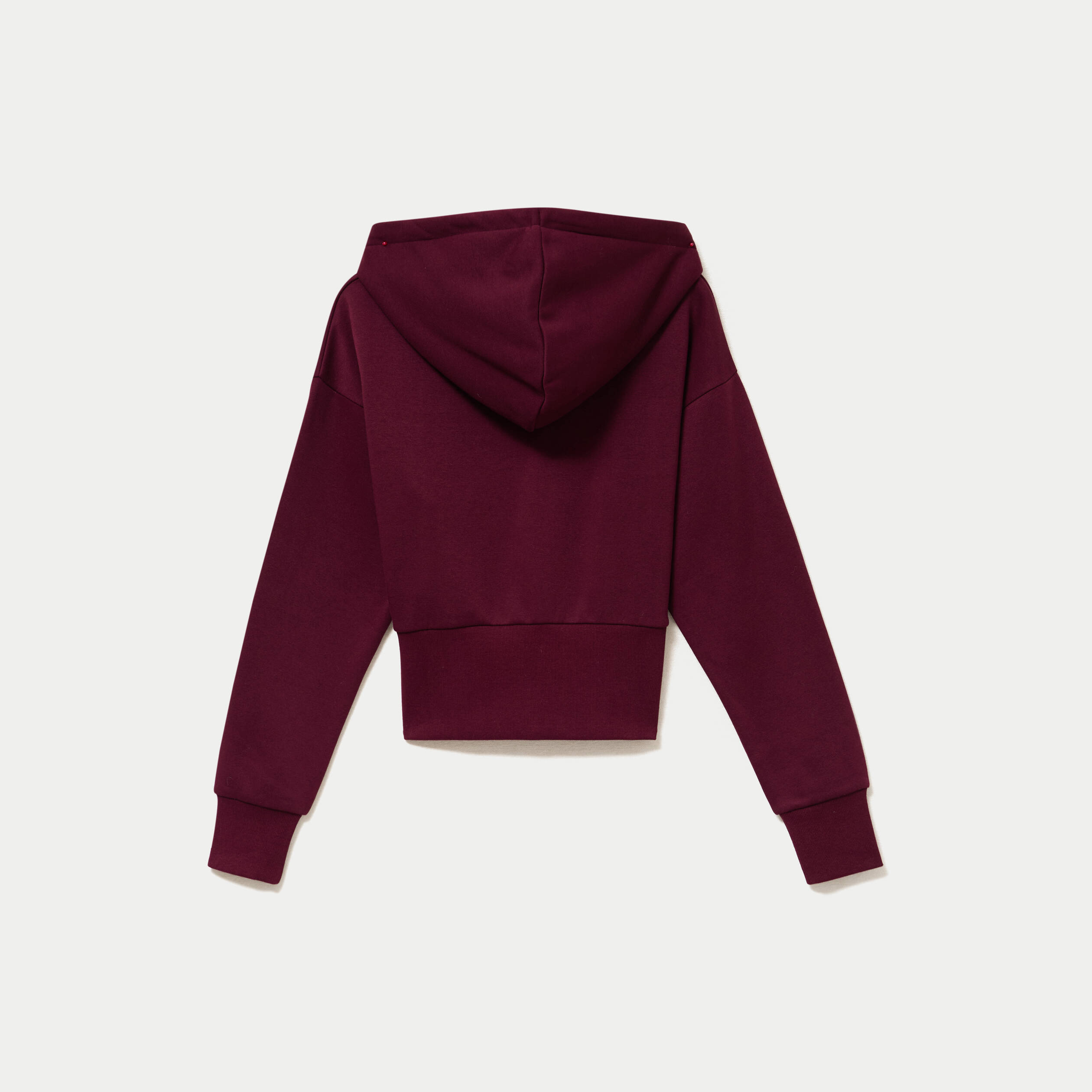 Sweat ajust&eacute; cropped &agrave; capuche bordeaux