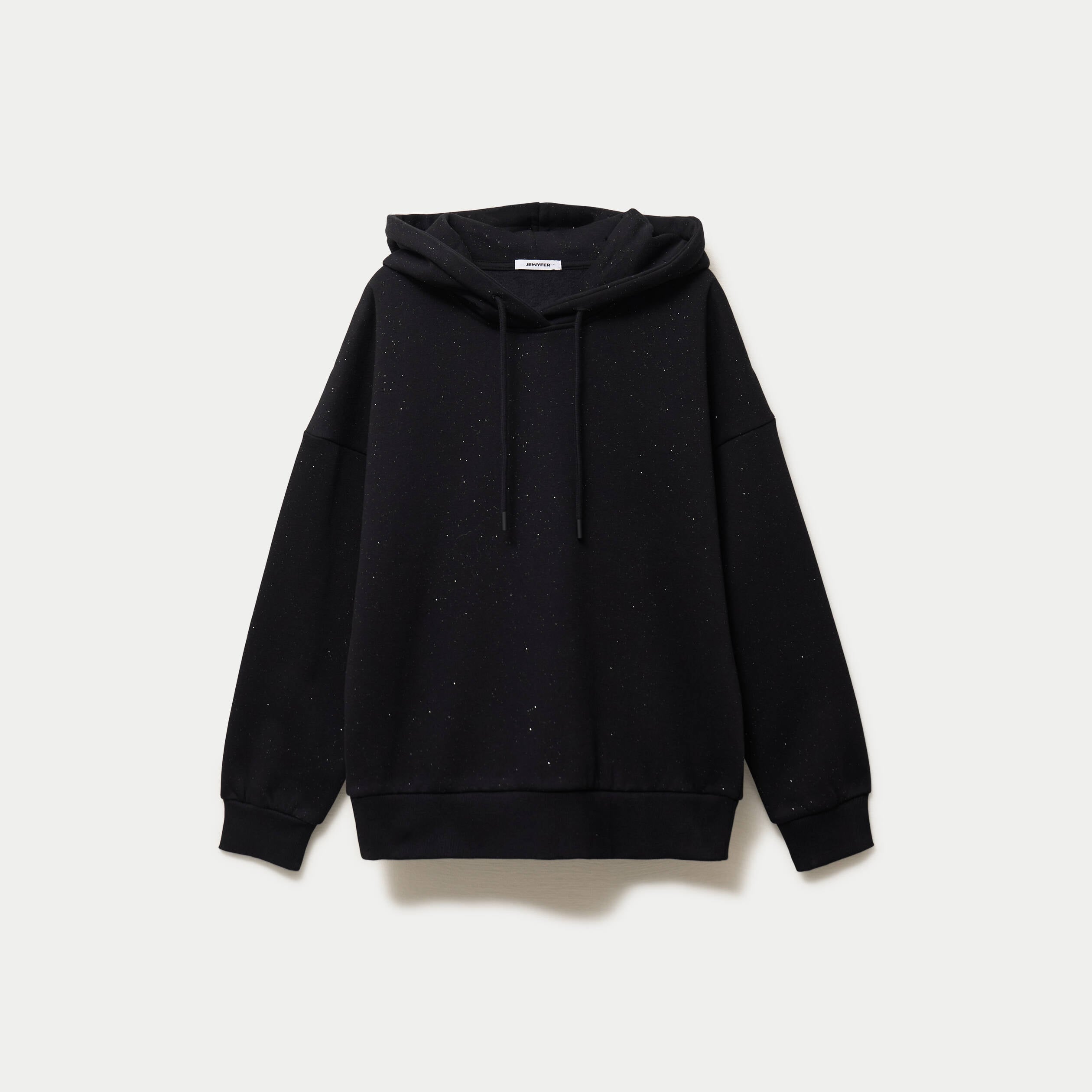 Sweat boyfriend brillant &agrave; capuche noir