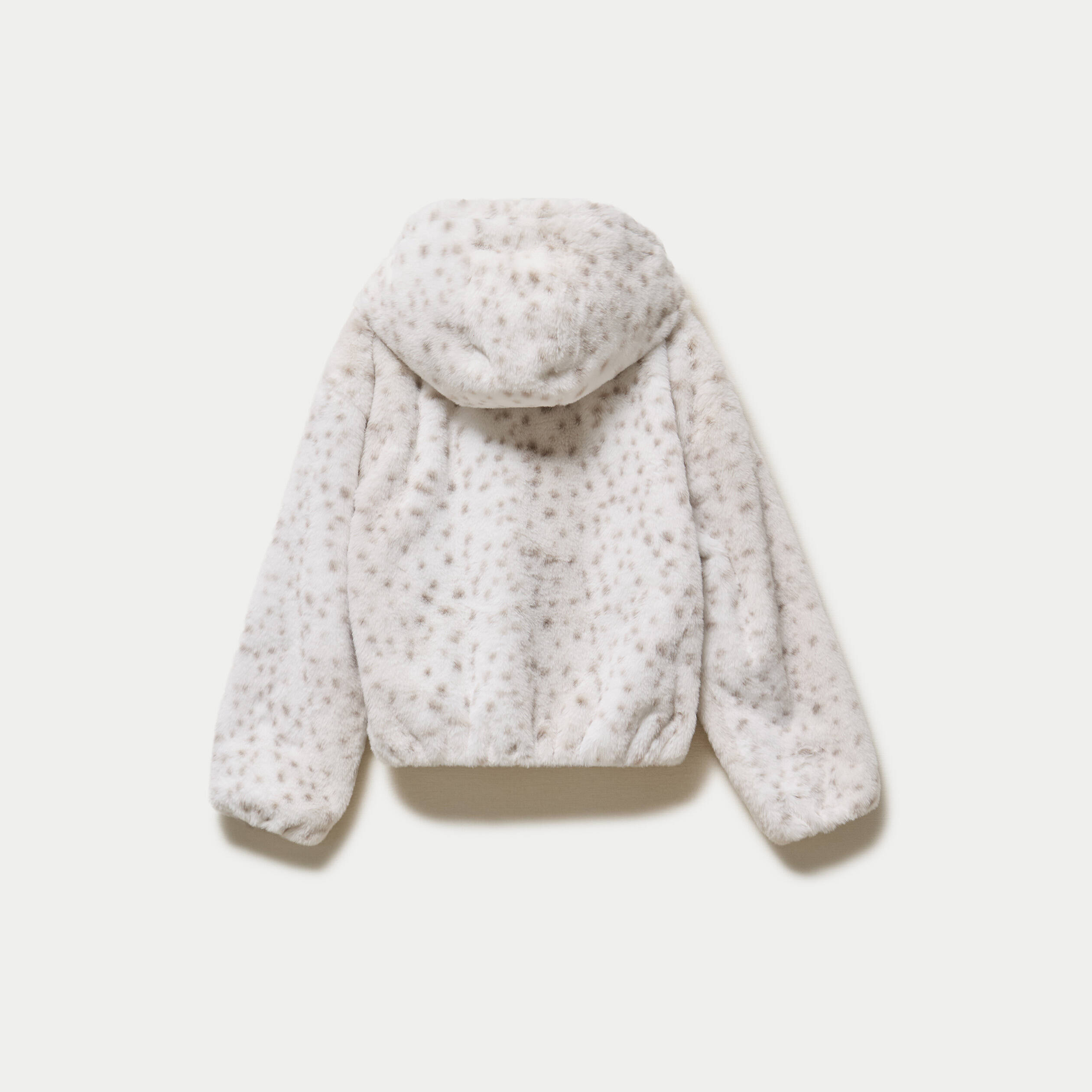 Blouson capuche fausse fourrure beige fonce