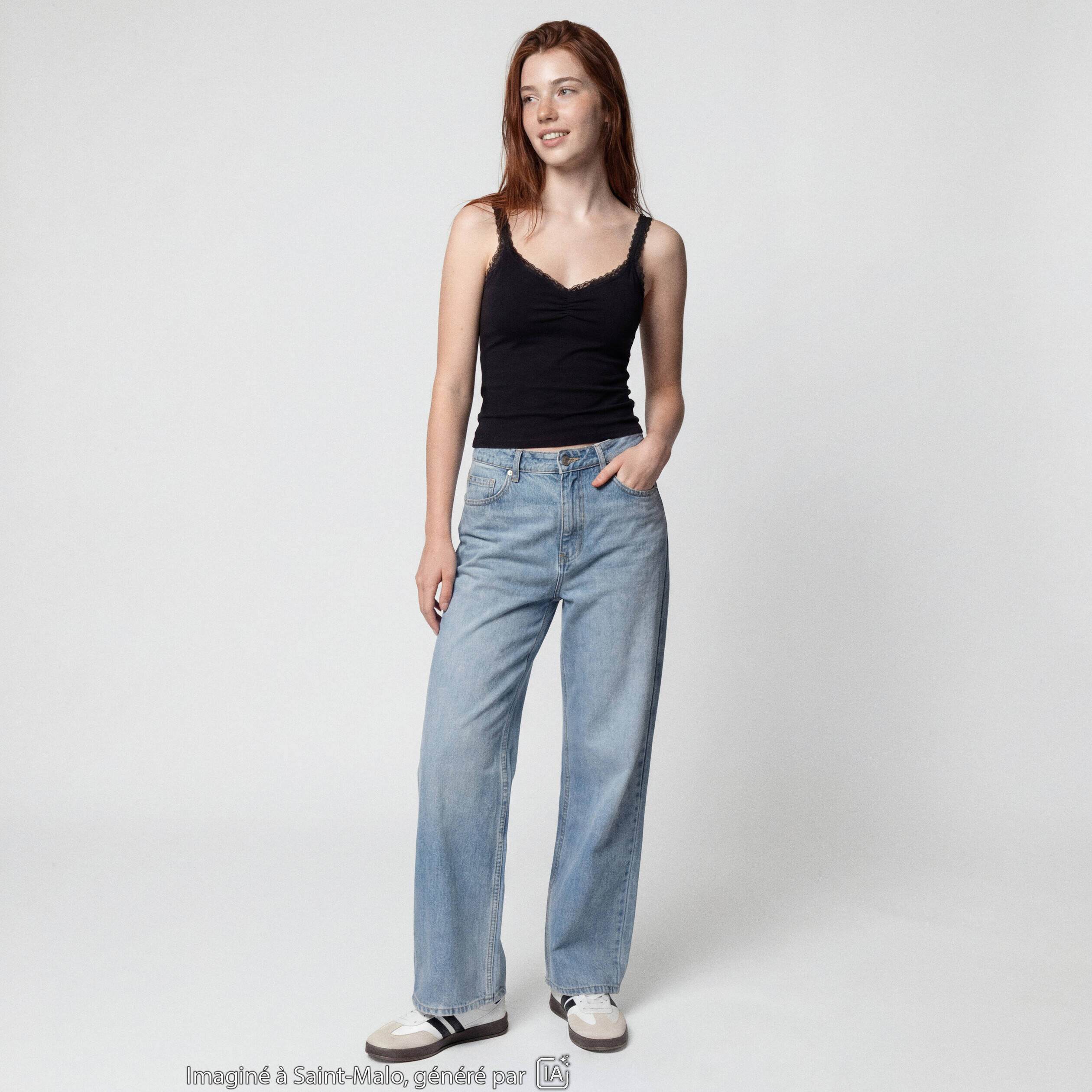 Jean Lenny wide leg standard denim triple stone