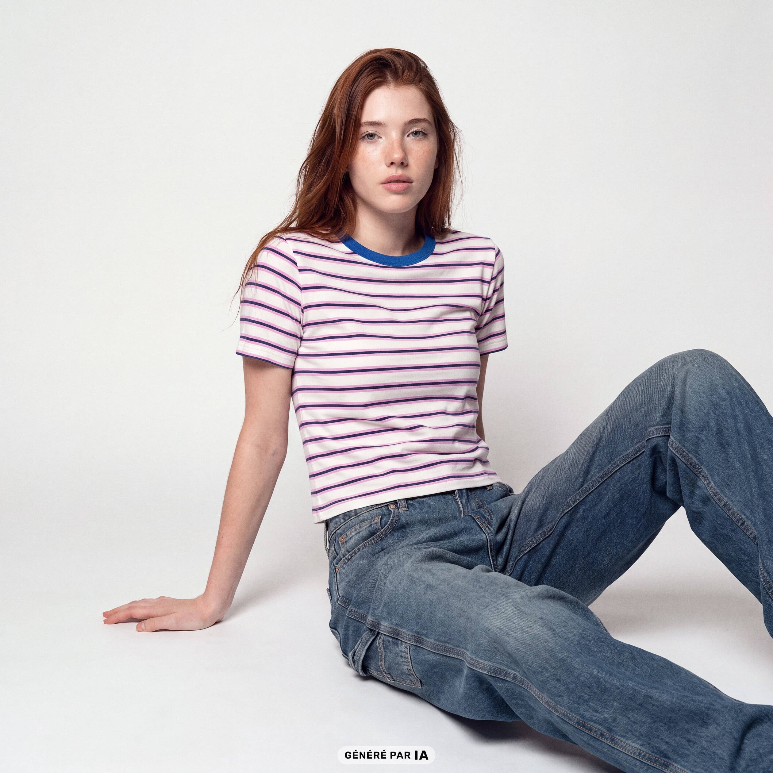 T-shirt ajust&eacute; manches courtes blanc
