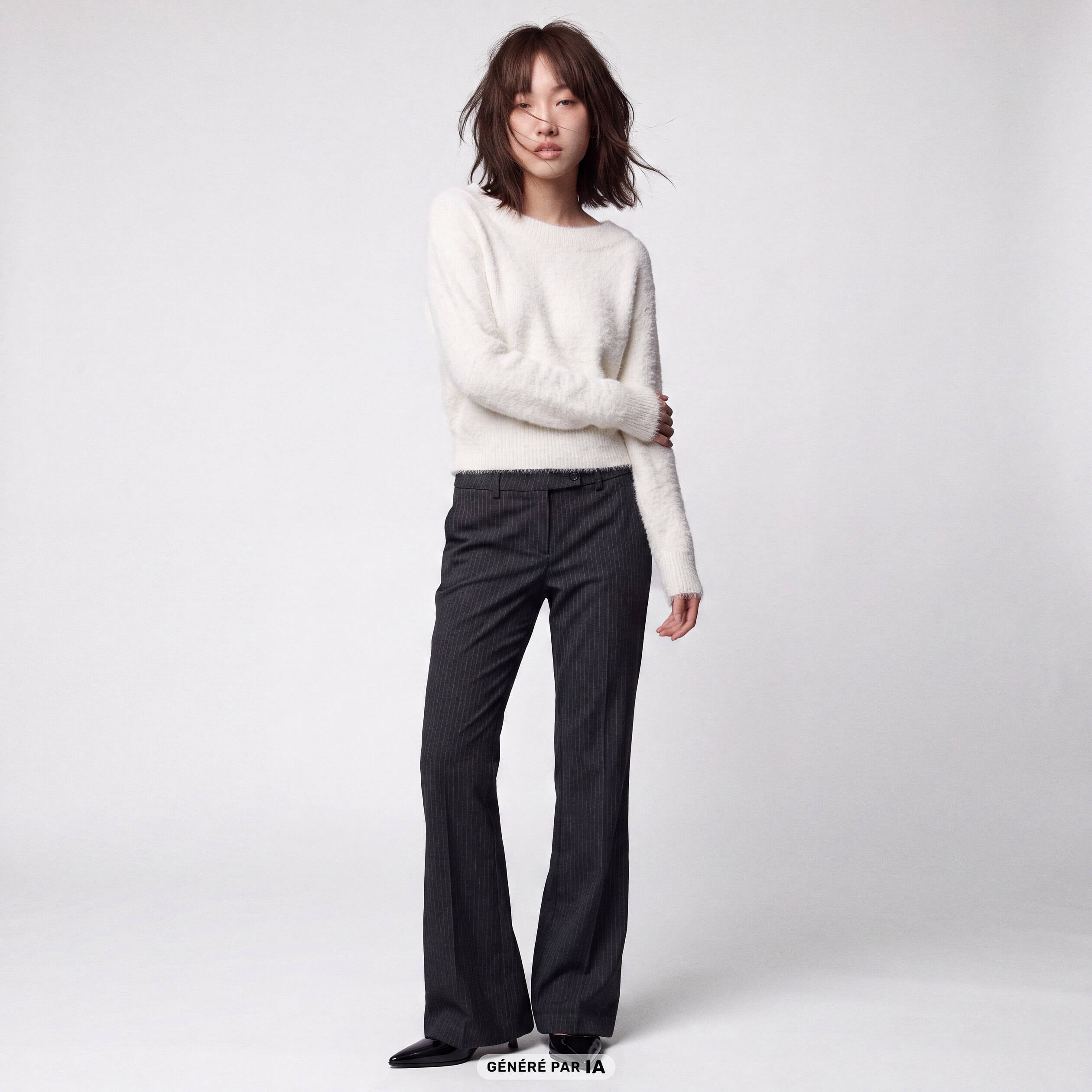 Pantalon bootcut stretch taille standard gris fonc&eacute;