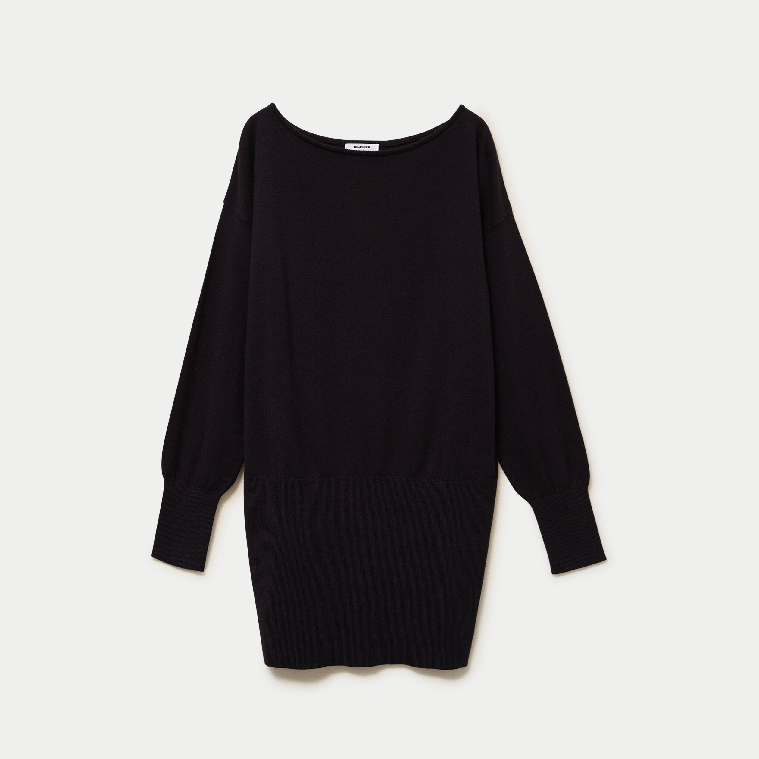 Robe pull col bateau manches longues noir