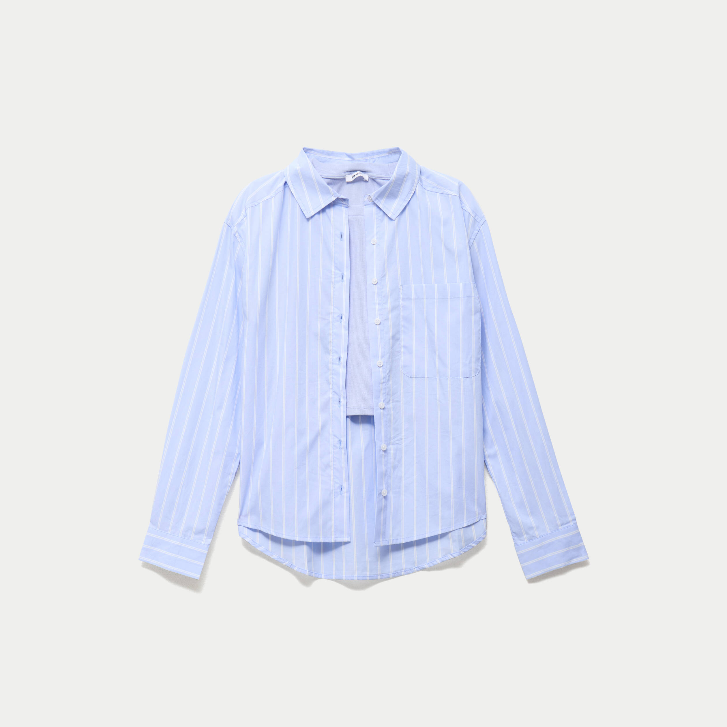 Chemise oversize longue 2-en-1 bleu ciel ado
