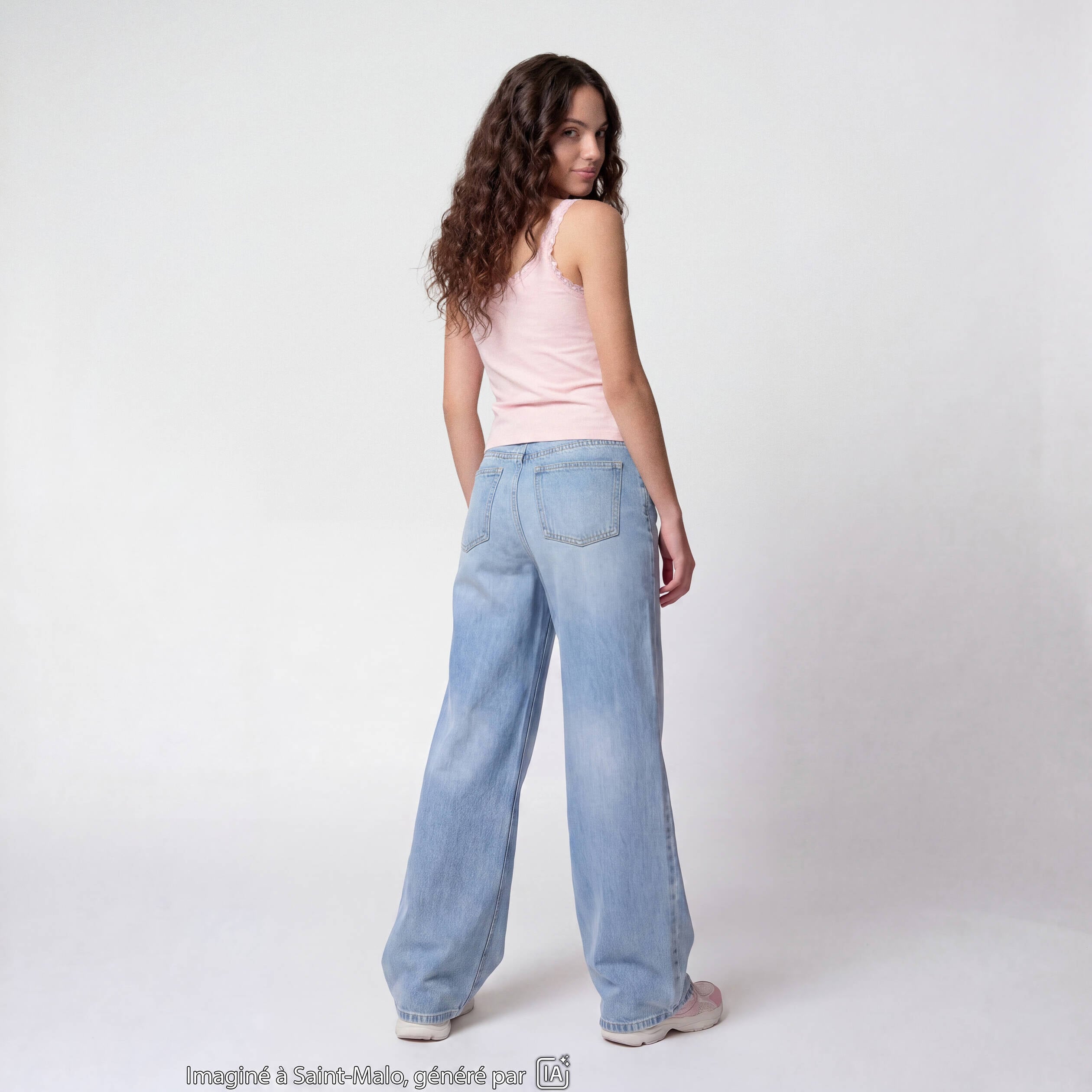 Jean Lenny wide leg taille standard denim triple stone
