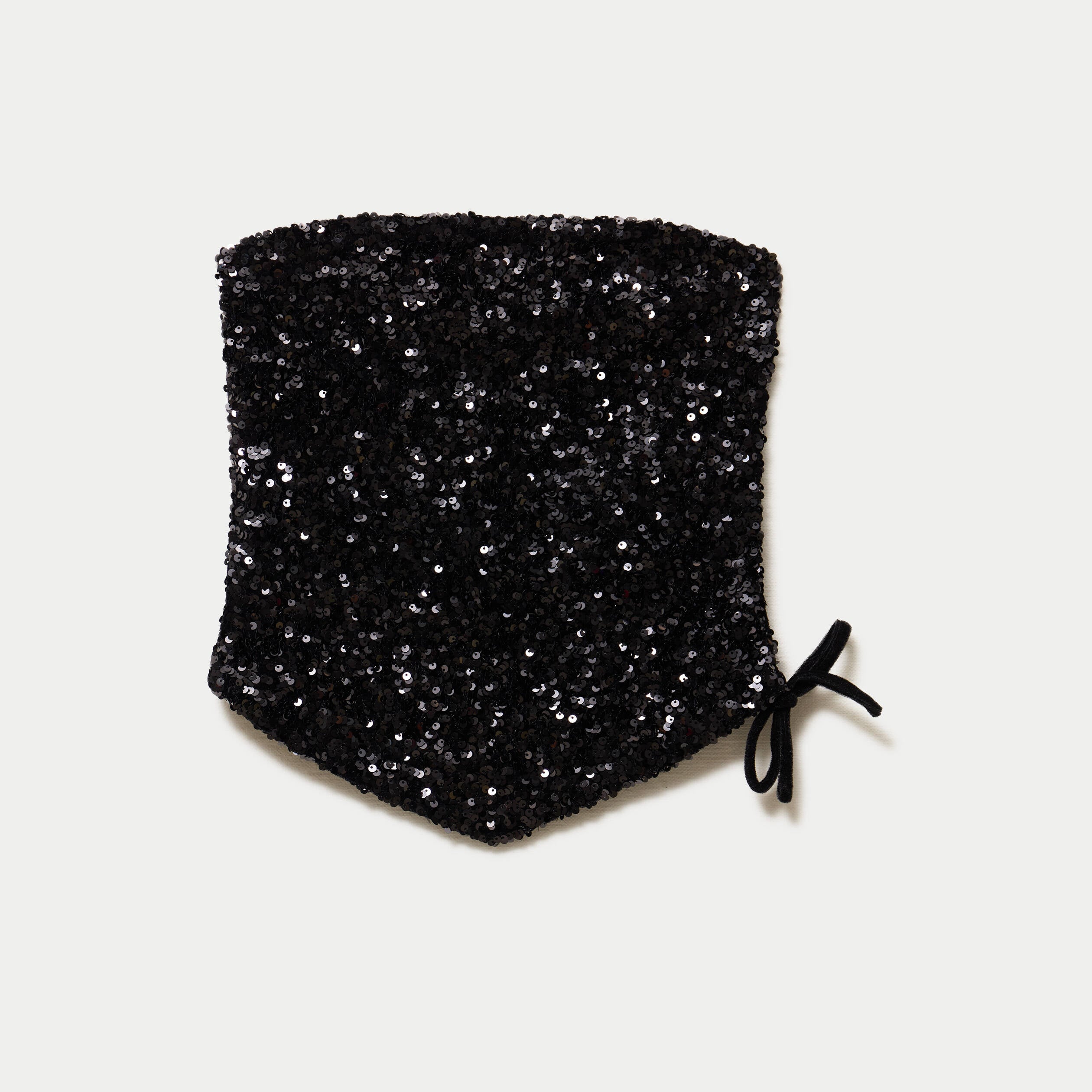 Top ajust&eacute; cropped &agrave; sequins noir