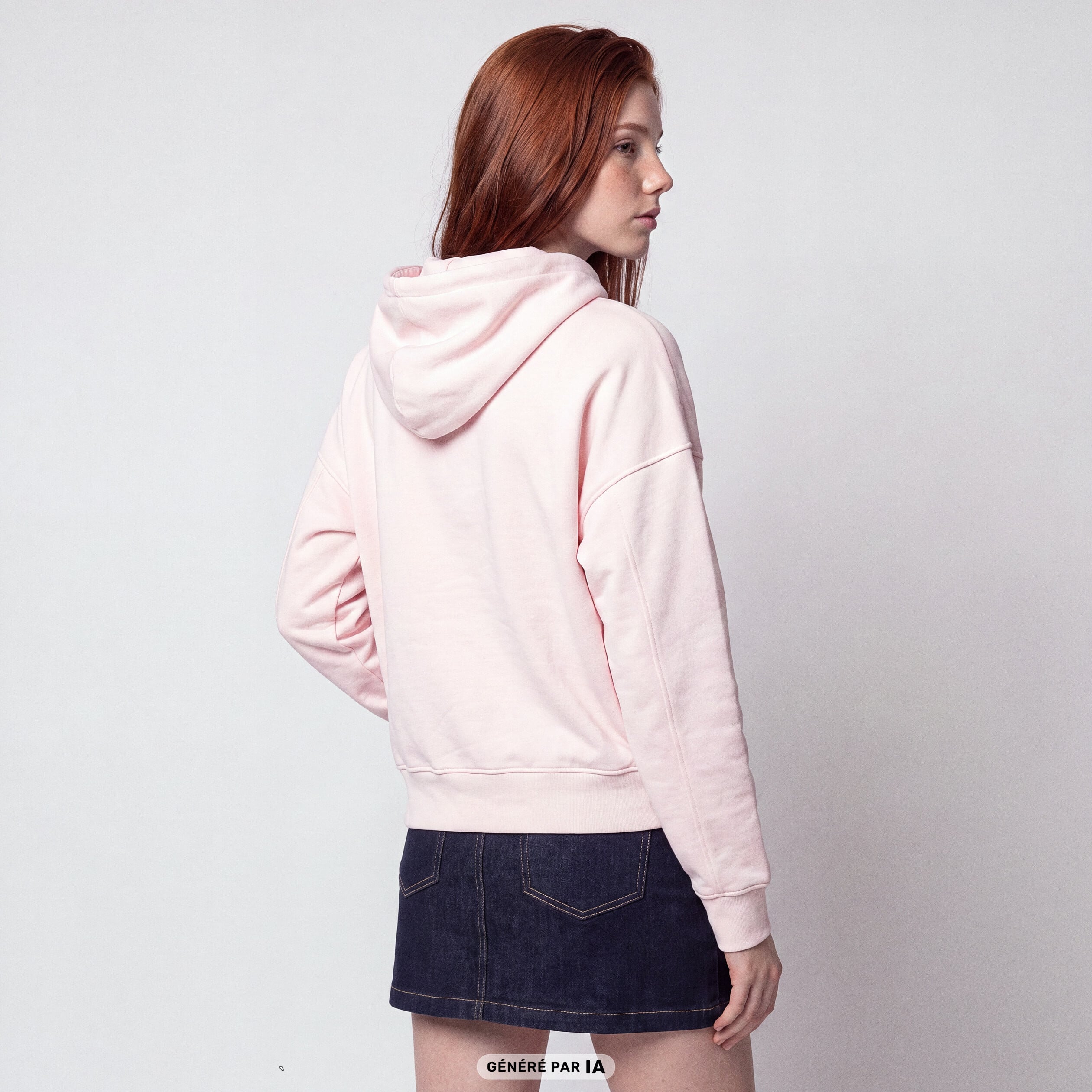 Sweat oversize &agrave; capuche manches longues rose clair
