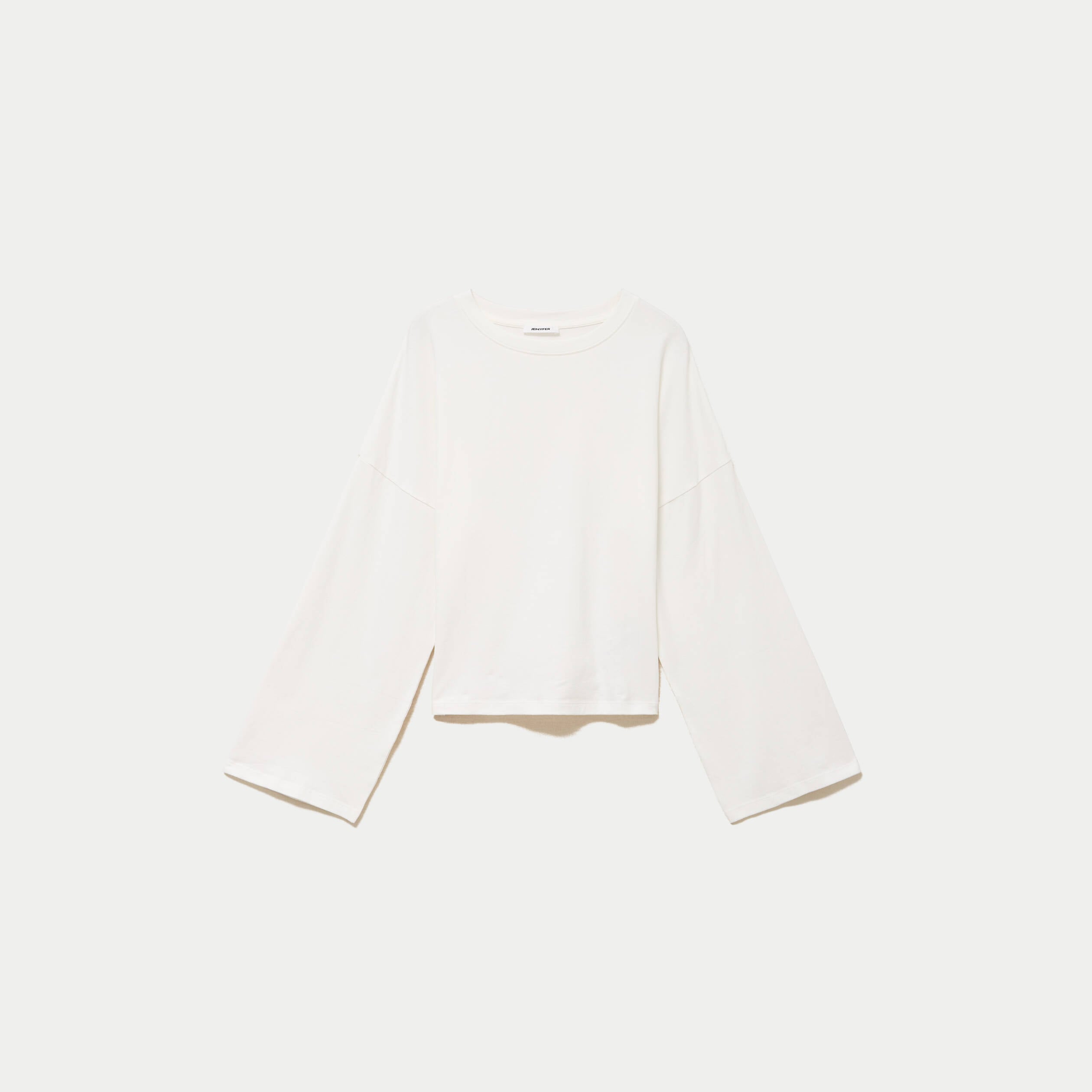T-shirt cropped bas resserr&eacute; ecru