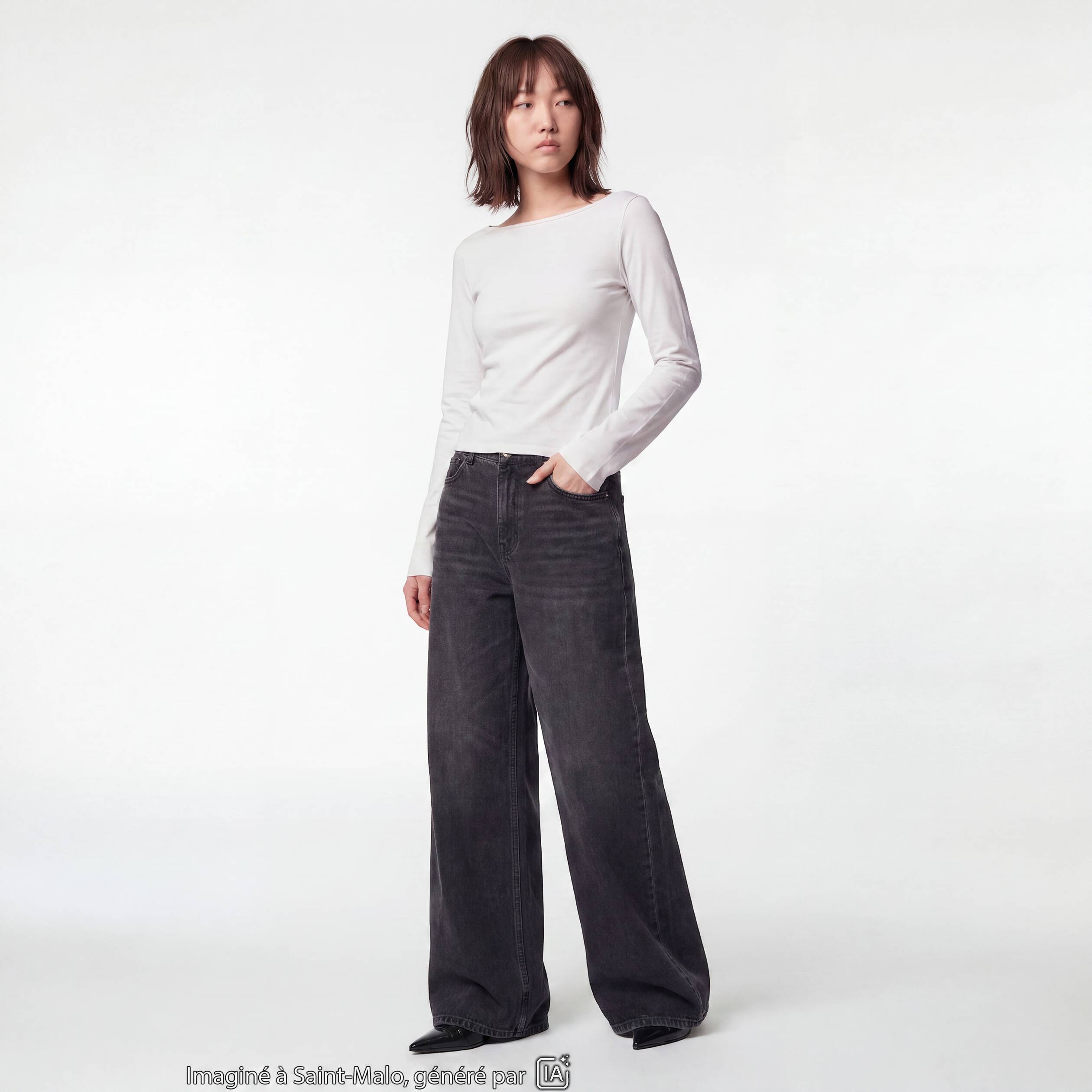 Jean Max loose taille basse denim noir