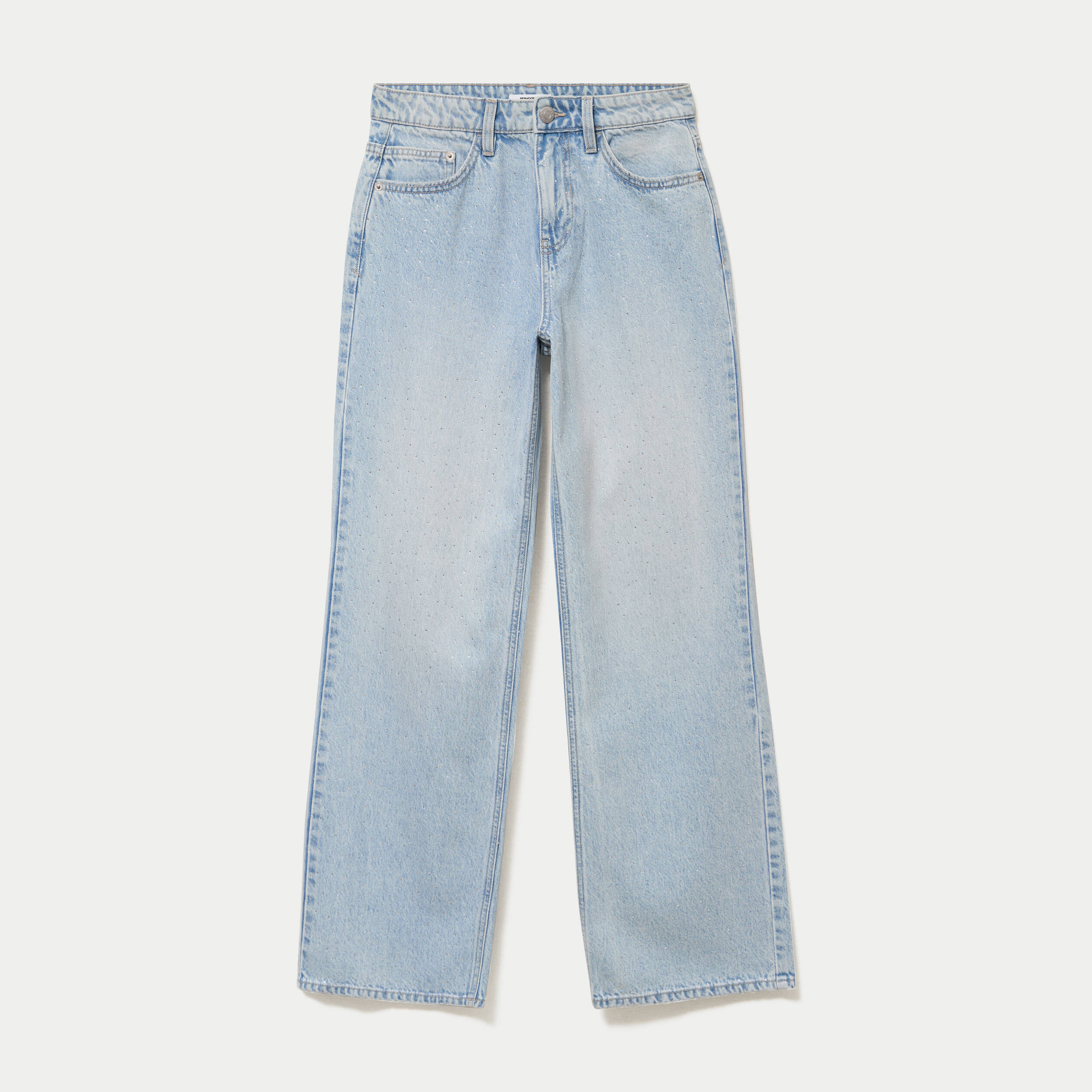 Jean wide leg taille standard denim bleach ado