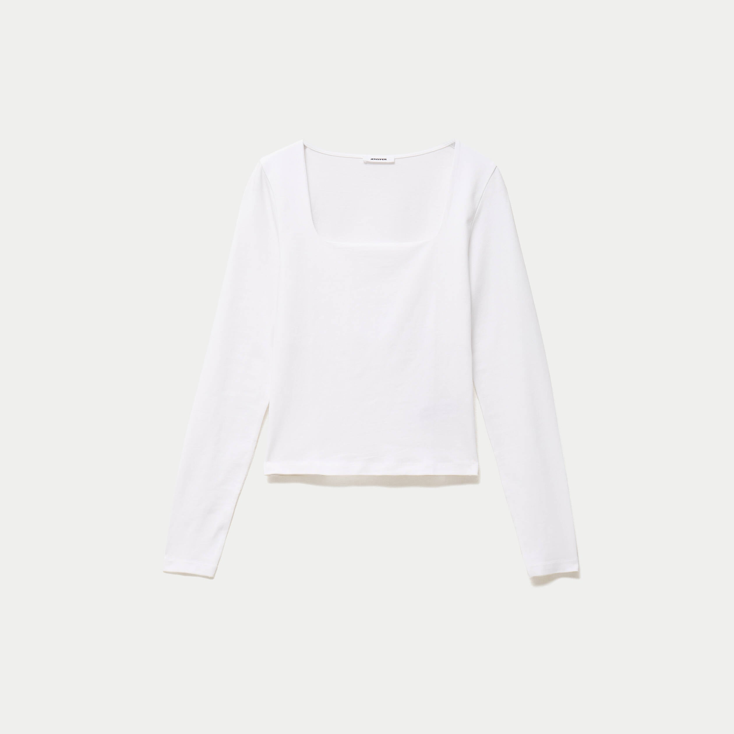 T-shirt ajust&eacute; d&eacute;collet&eacute; manches longues blanc