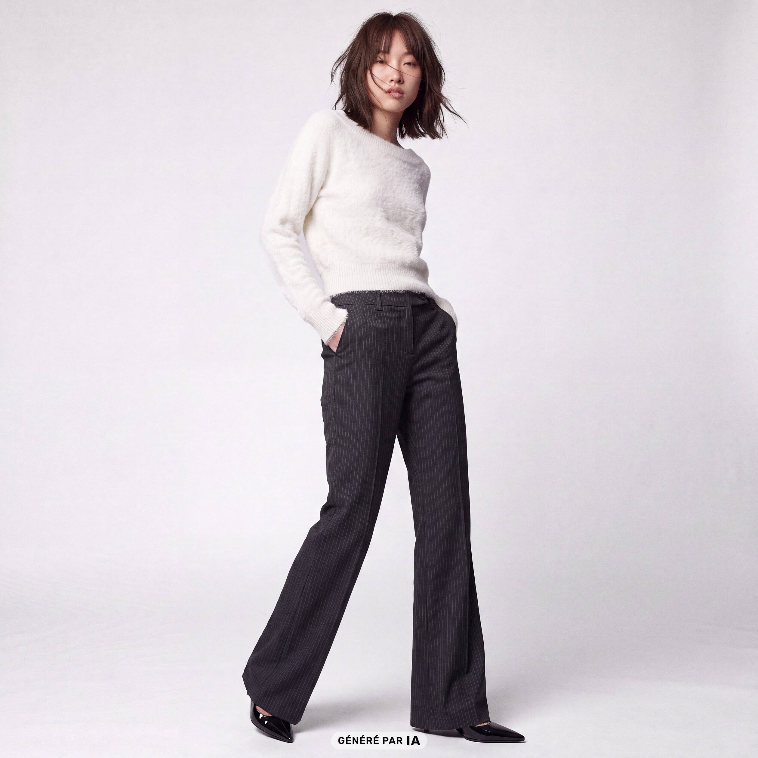 Pantalon bootcut stretch taille standard gris fonc&eacute;