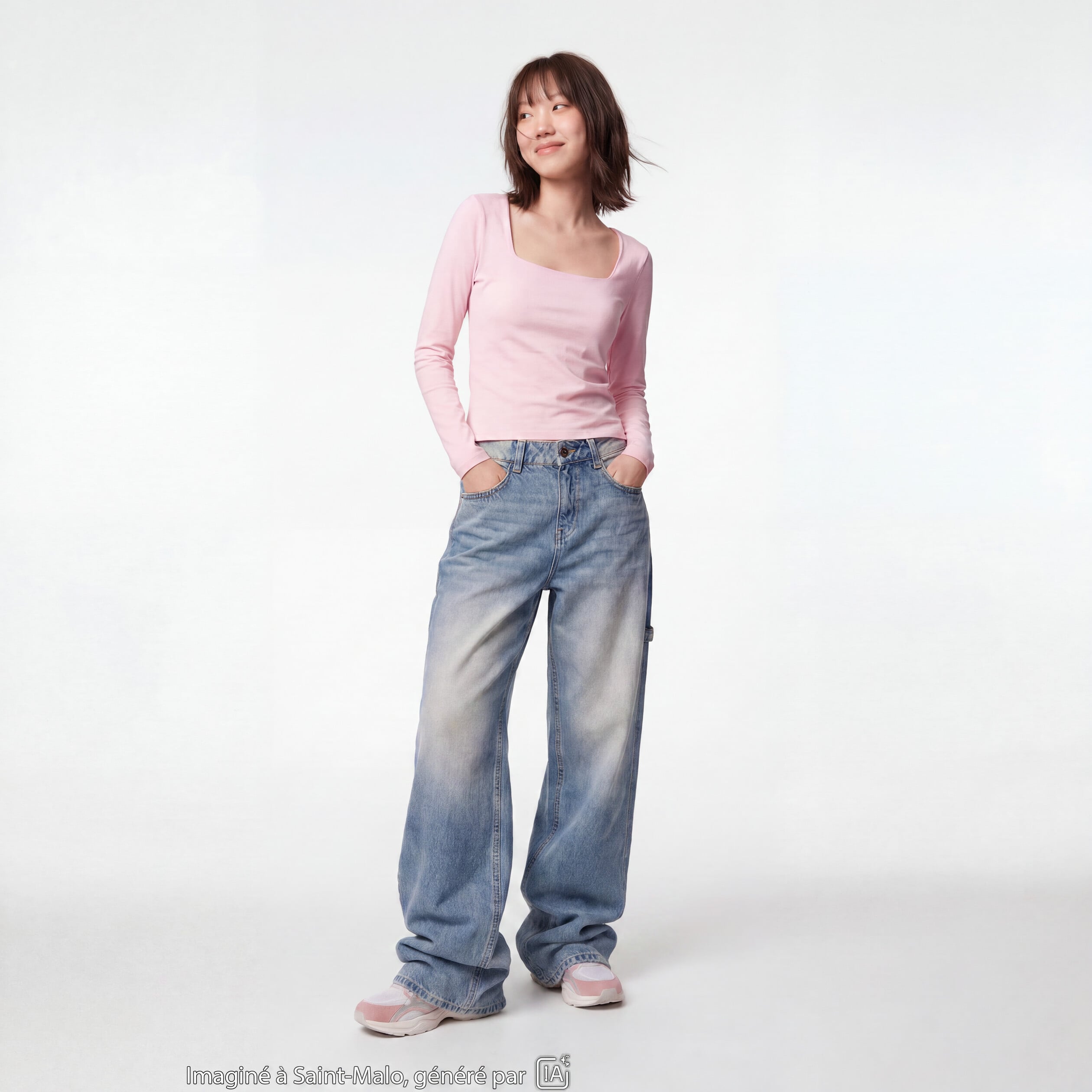 Jean Max loose taille standard denim bleach