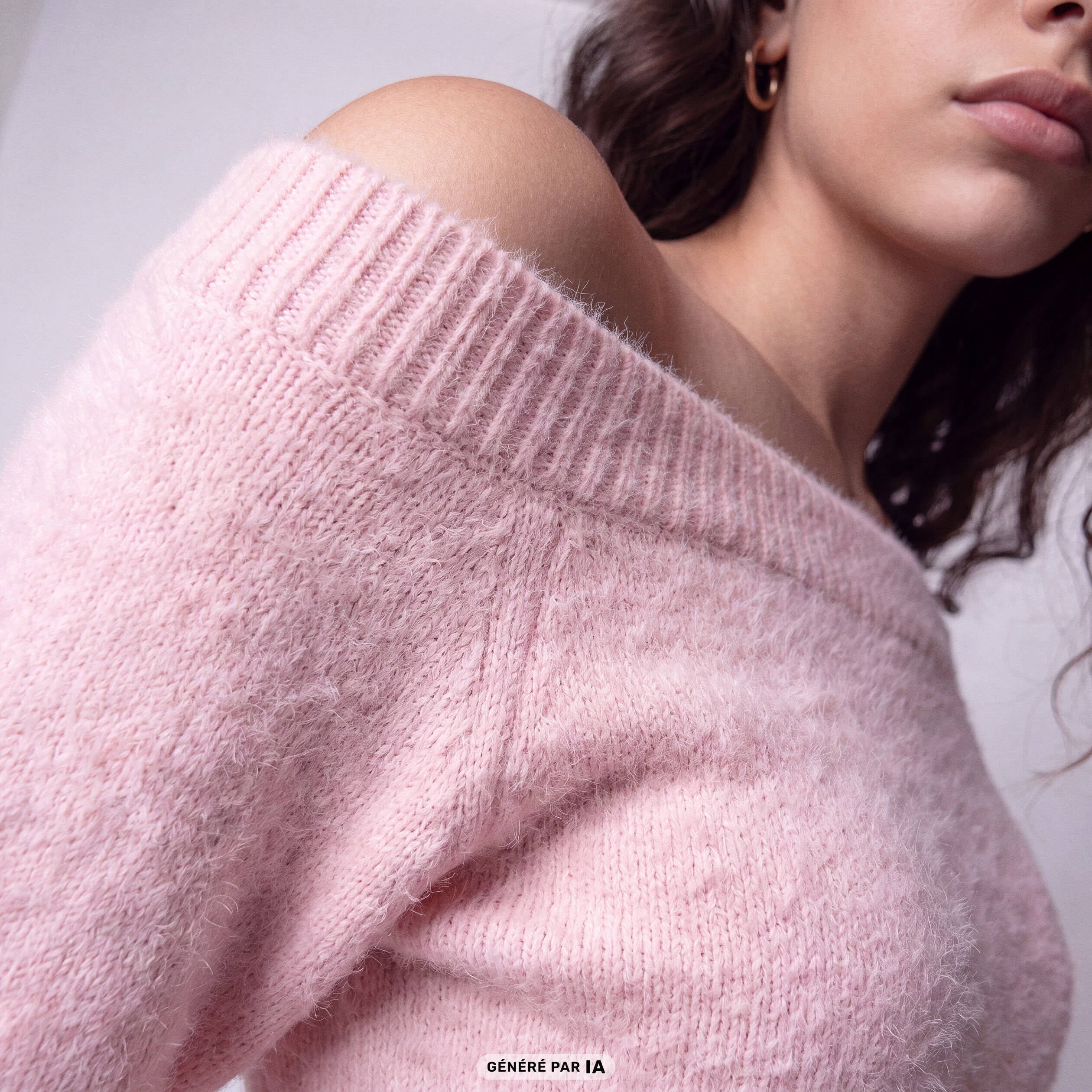 Pull ajust&eacute; manches longues col bateau rose clair