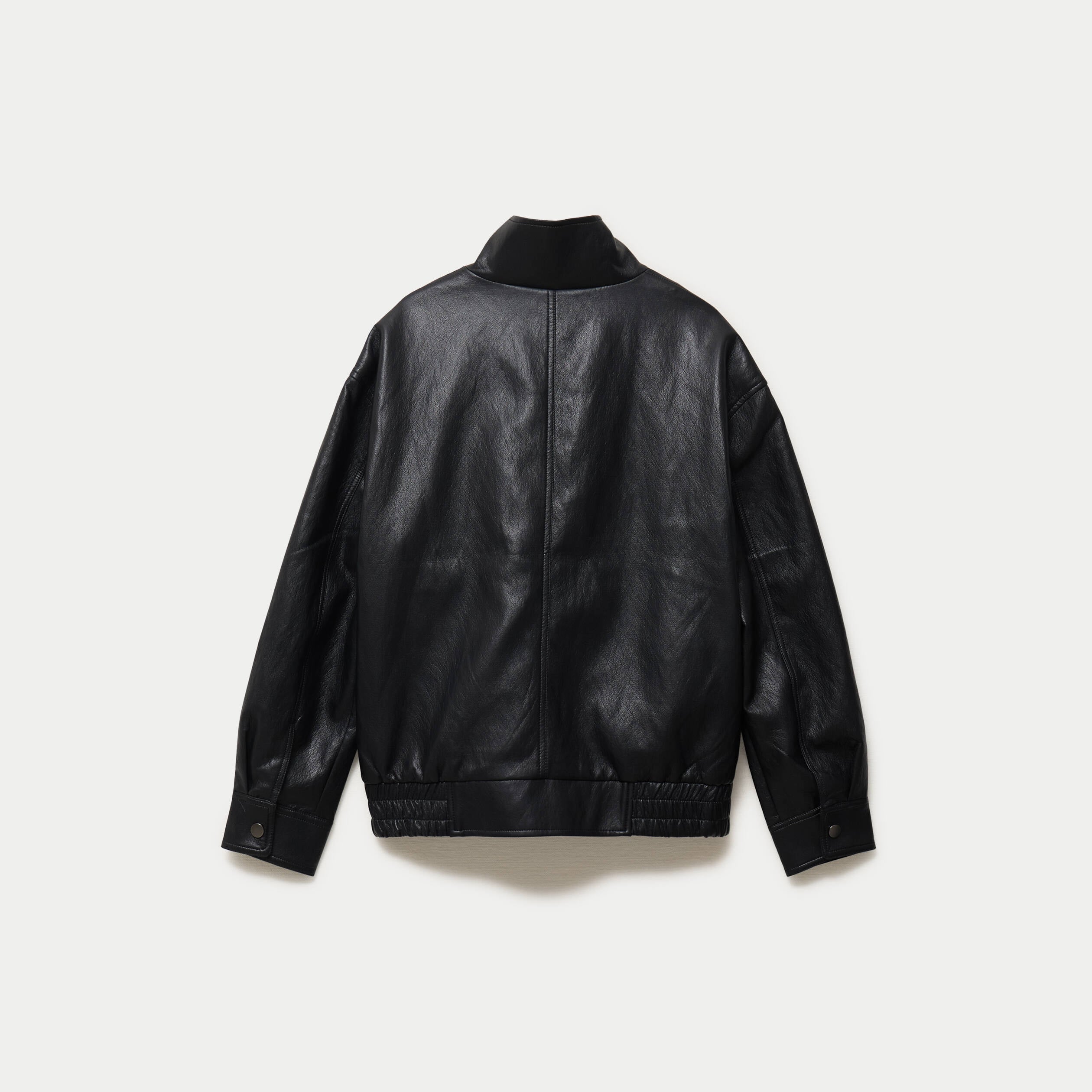 Veste oversize similicuir col biker noir