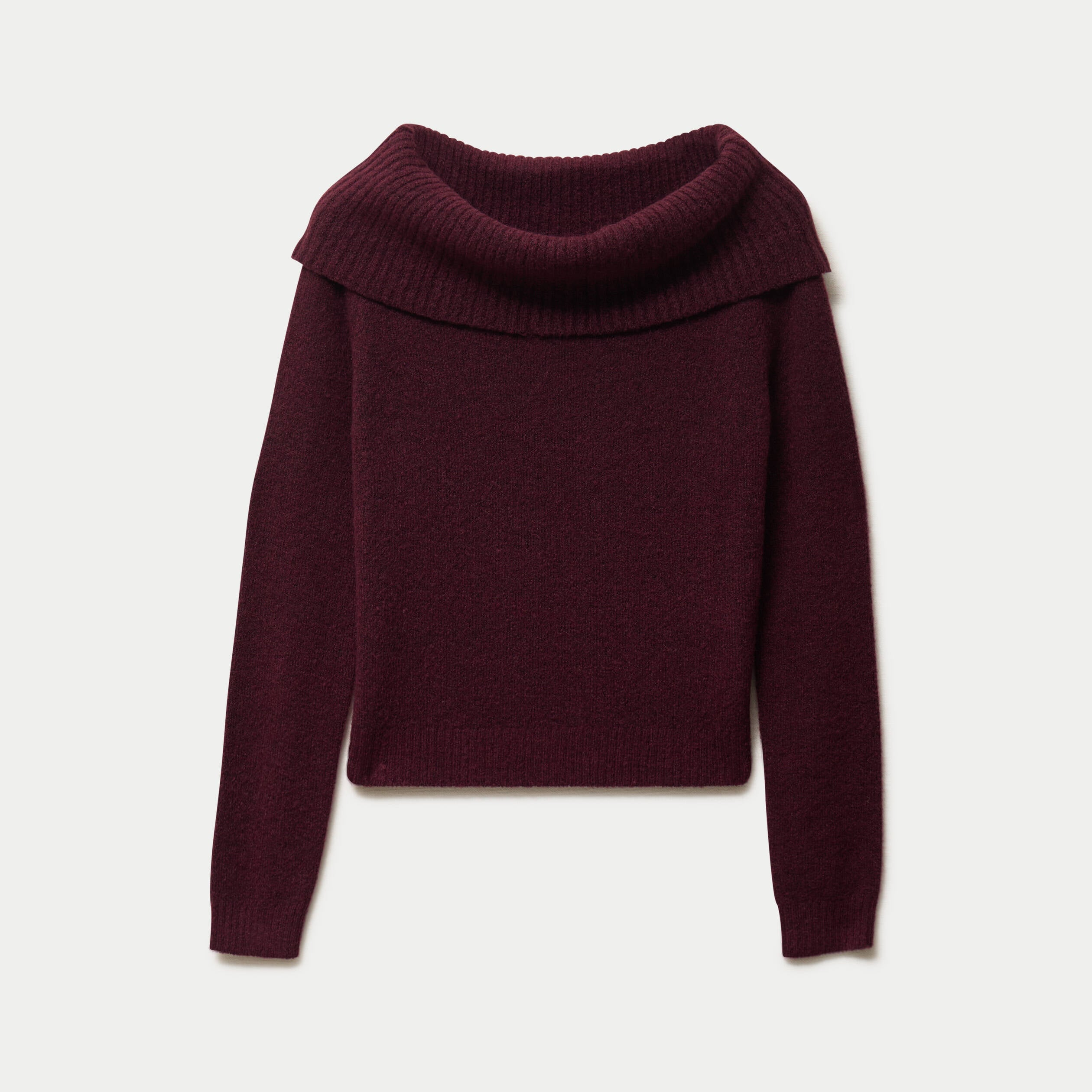 Pull col bardot manches longues bordeaux