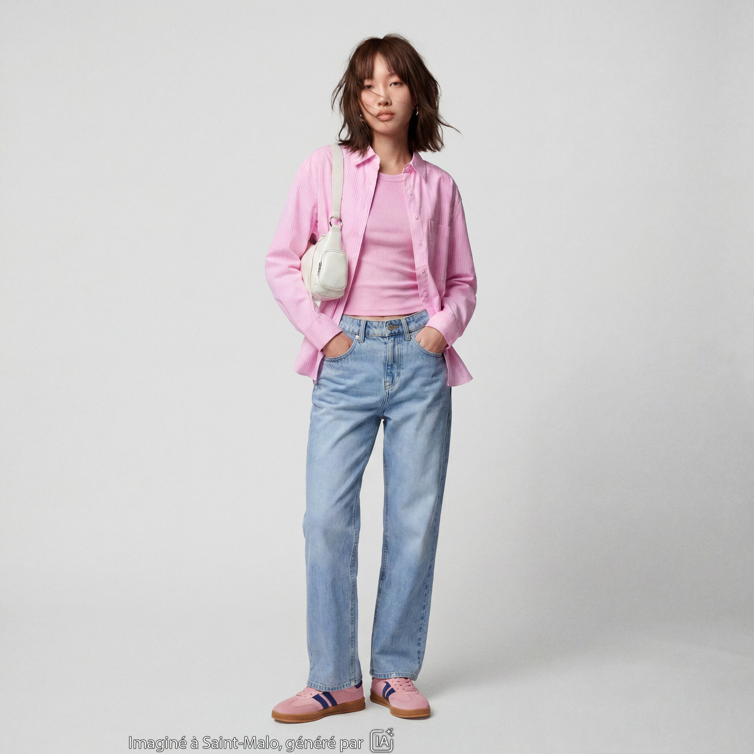 Chemise oversize longue 2-en-1 rose