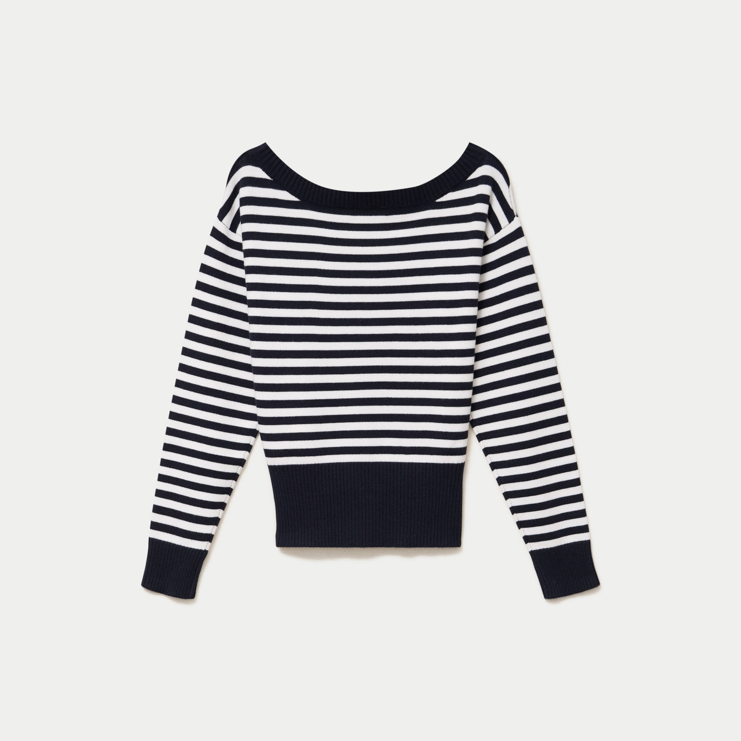 Pull col bateau manches longues bleu marine