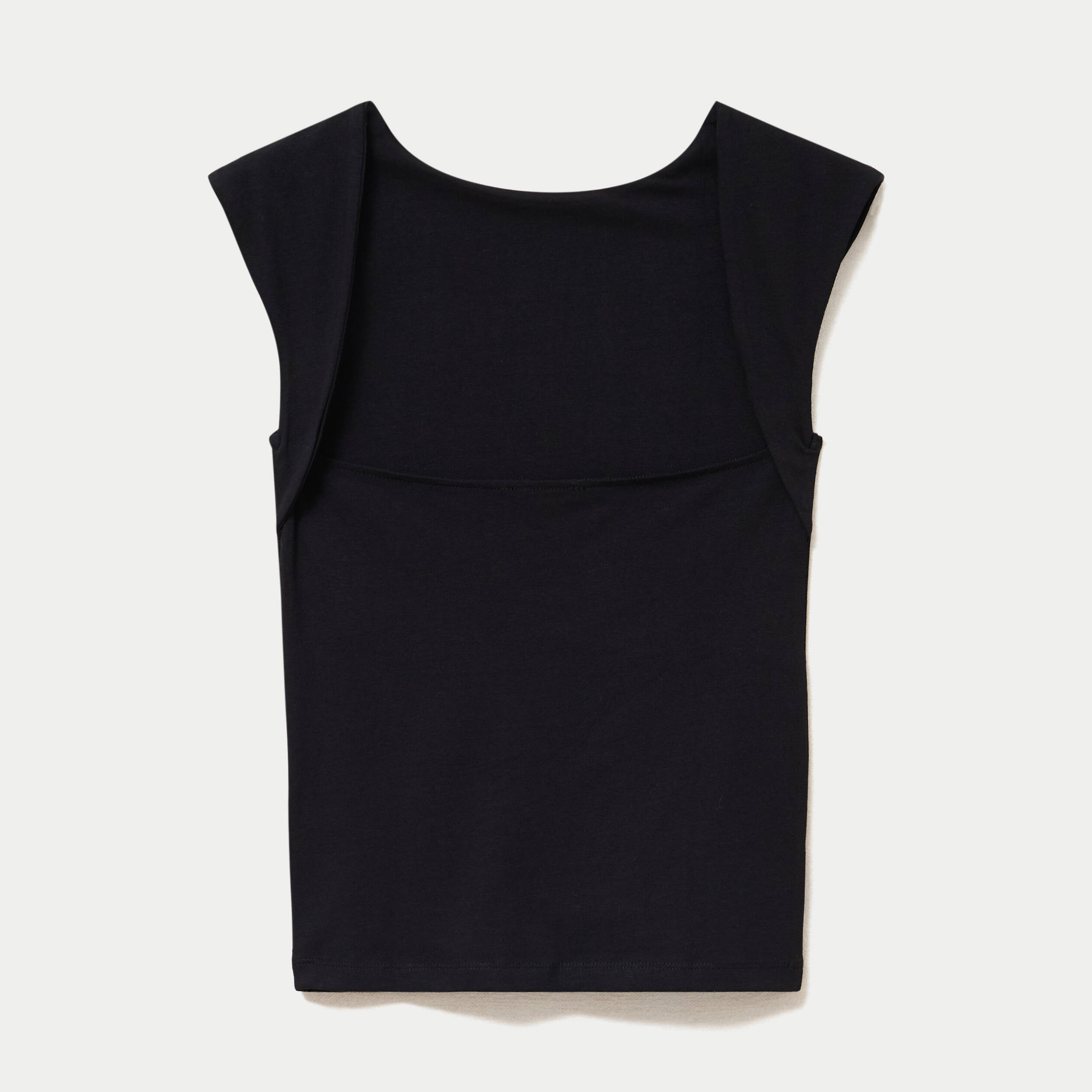 Top ajust&eacute; sans manches d&eacute;collet&eacute; dos noir