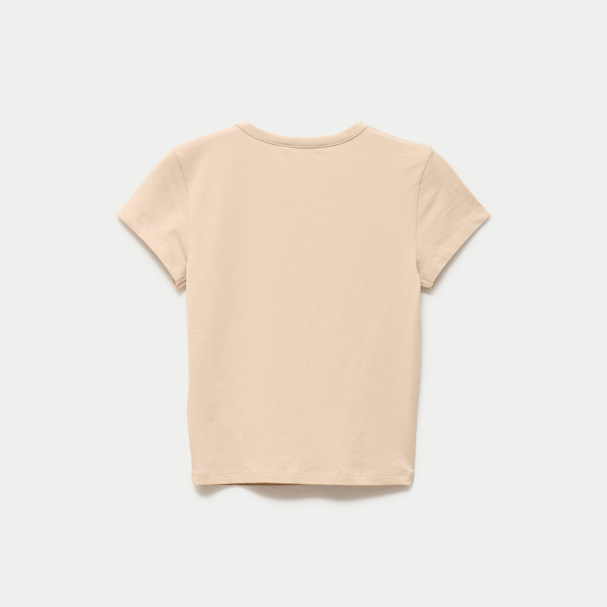 T-shirt ajust&eacute; col rond manches courtes marron clair ado