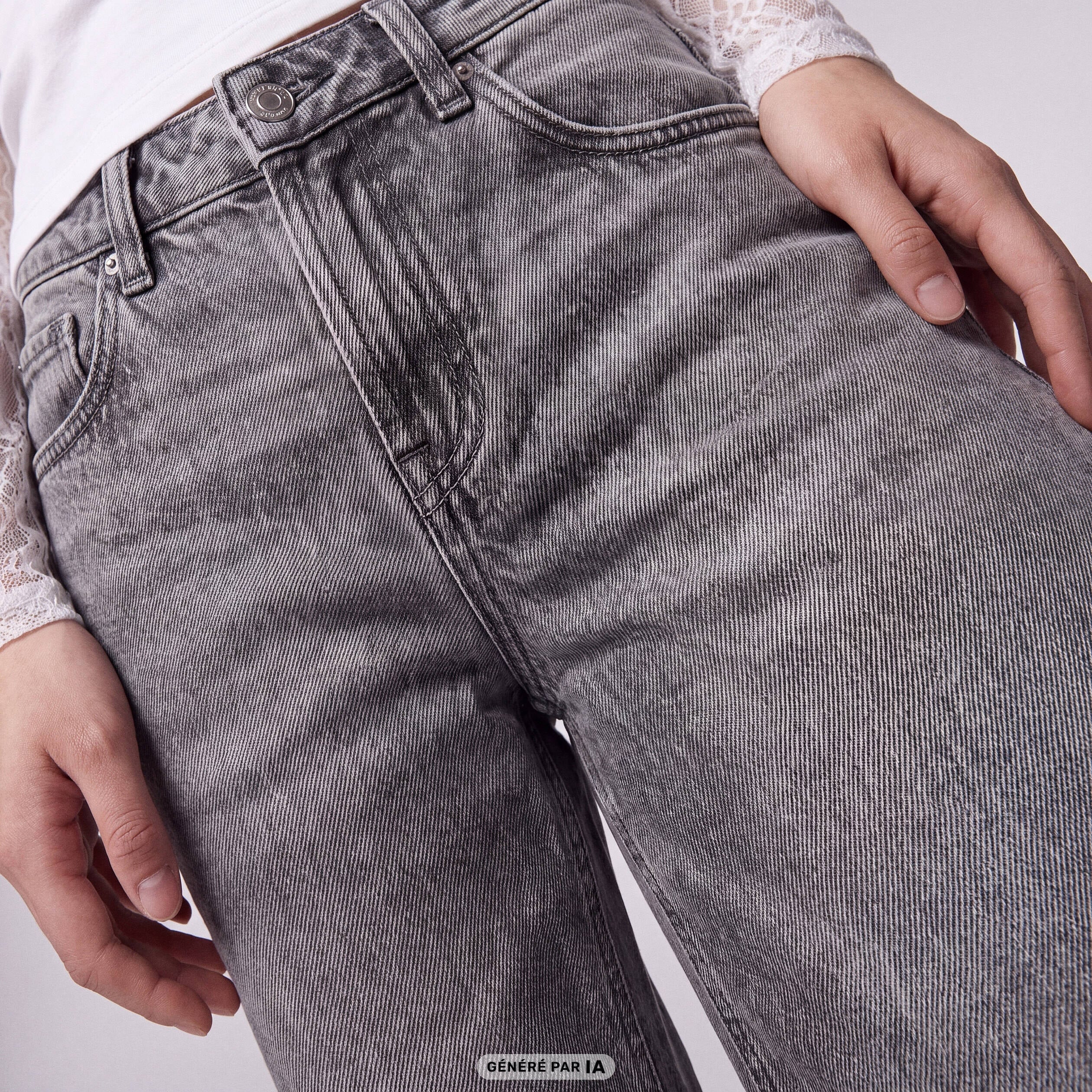 Jean Sam regular taille standard denim gris