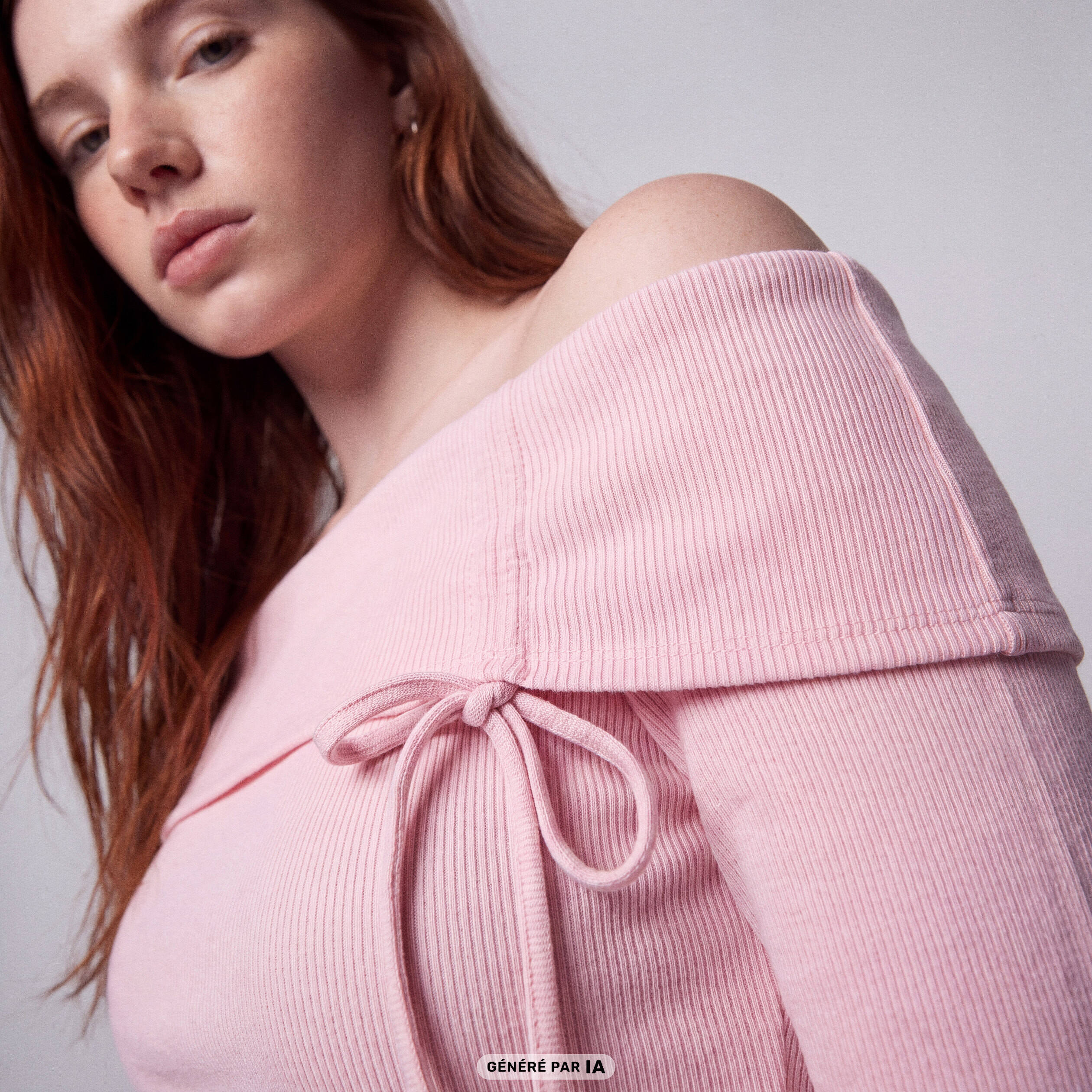Top ajust&eacute; cropped manches longues rose clair