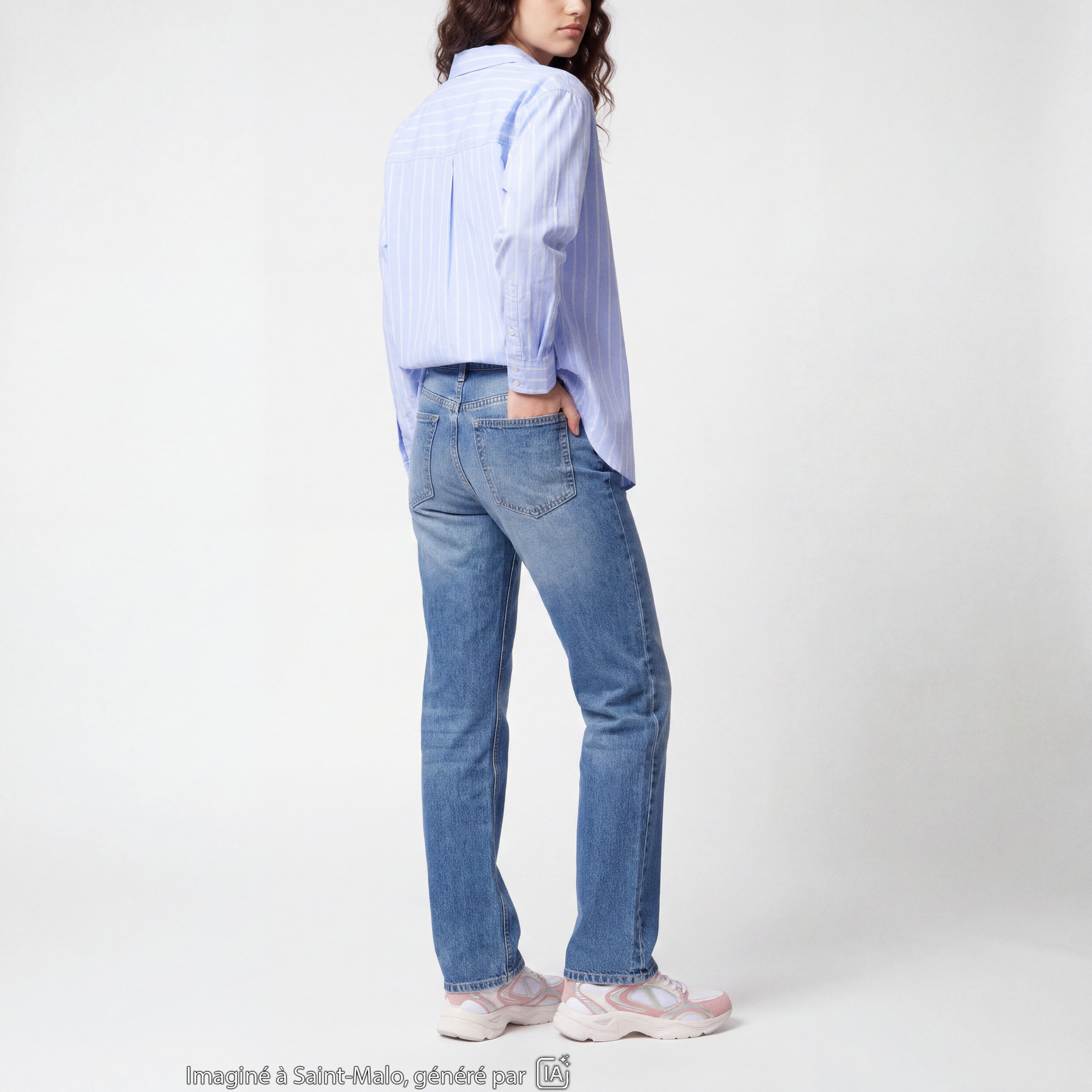 Jean Sam regular taille standard denim double stone