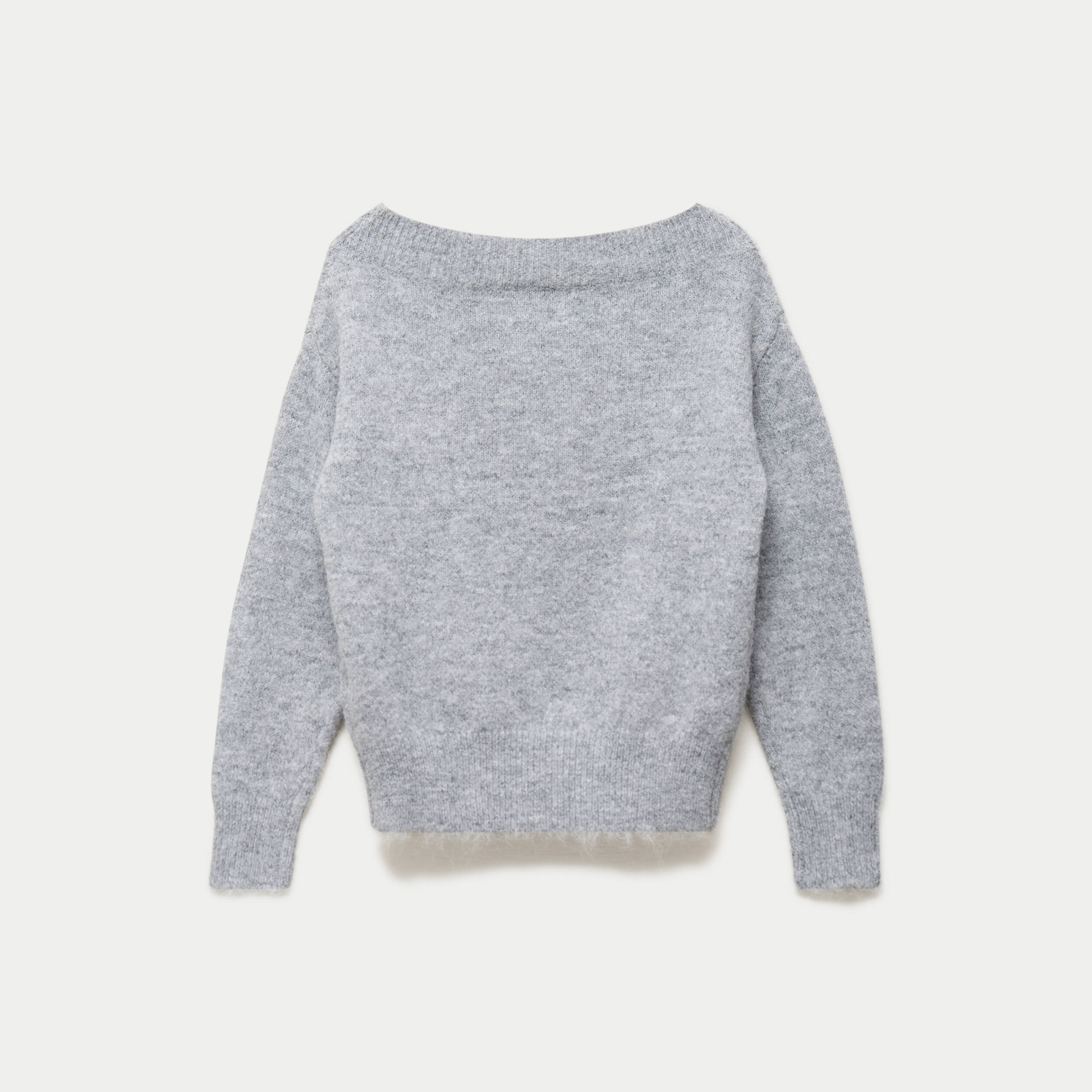 Pull col rond manches longues gris fonc&eacute;