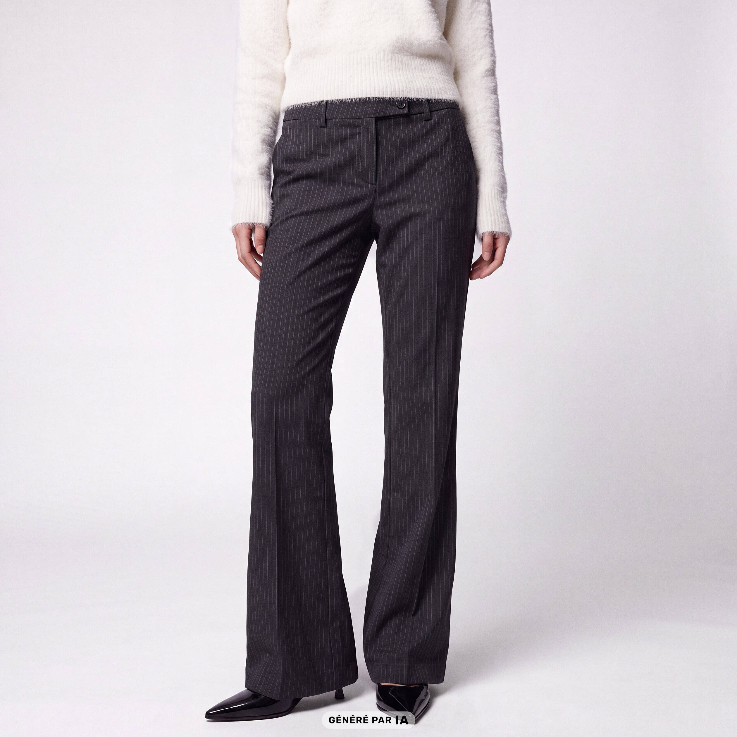Pantalon bootcut stretch taille standard gris fonc&eacute;