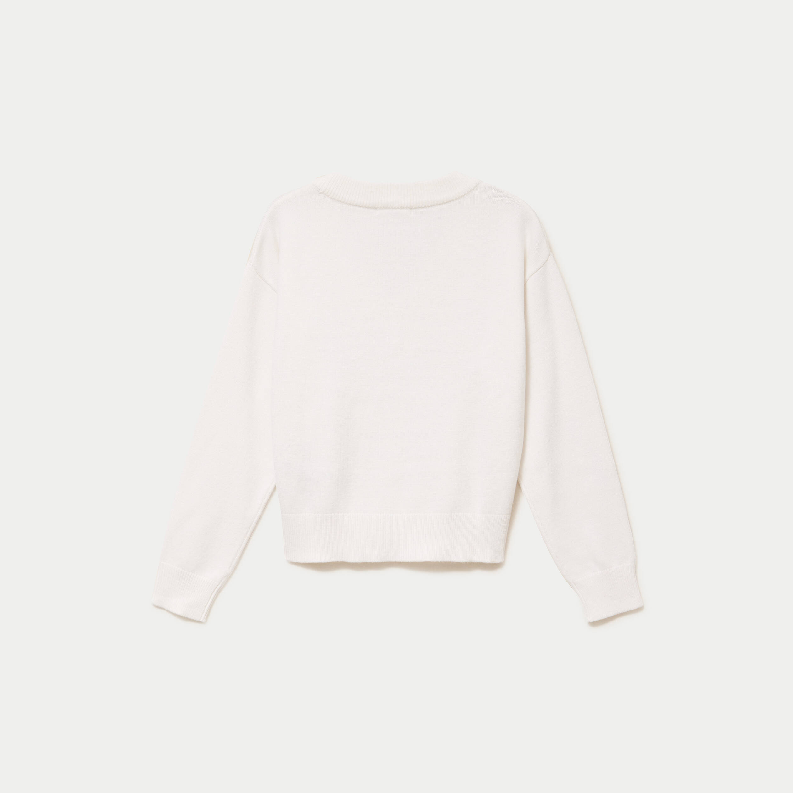 Pull ajust&eacute; d&eacute;collet&eacute; manches longues ecru