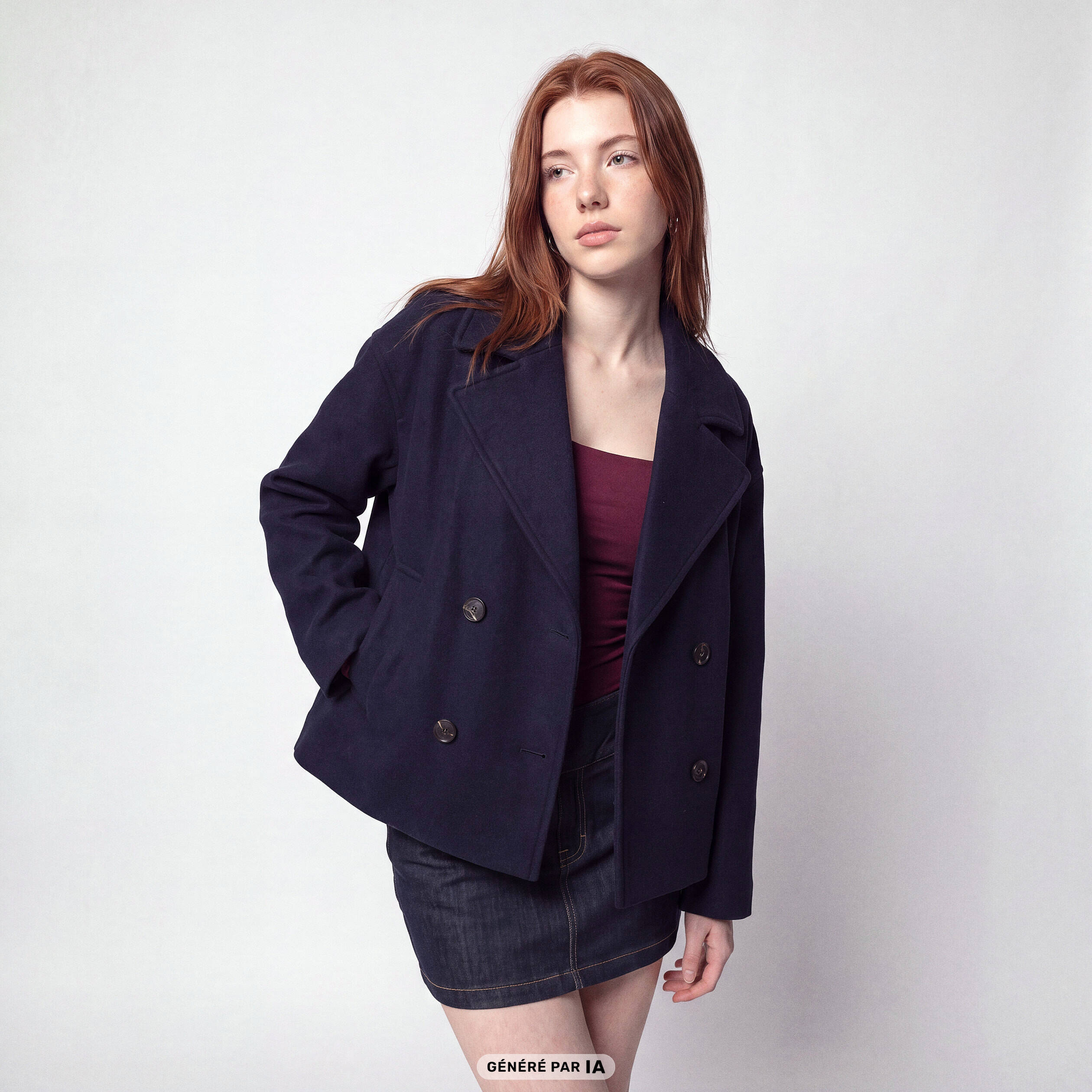 Caban droit bleu marine