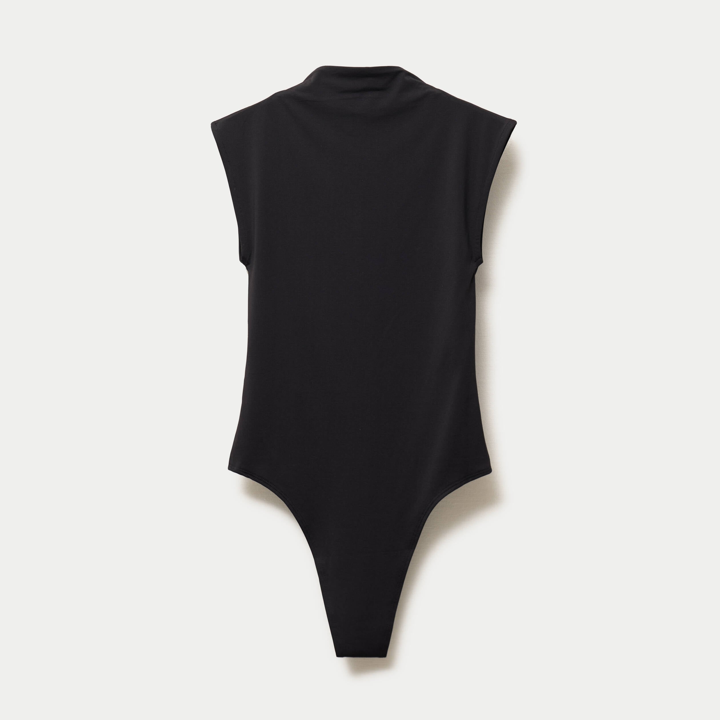 Body ajust&eacute; sans manches col montant noir