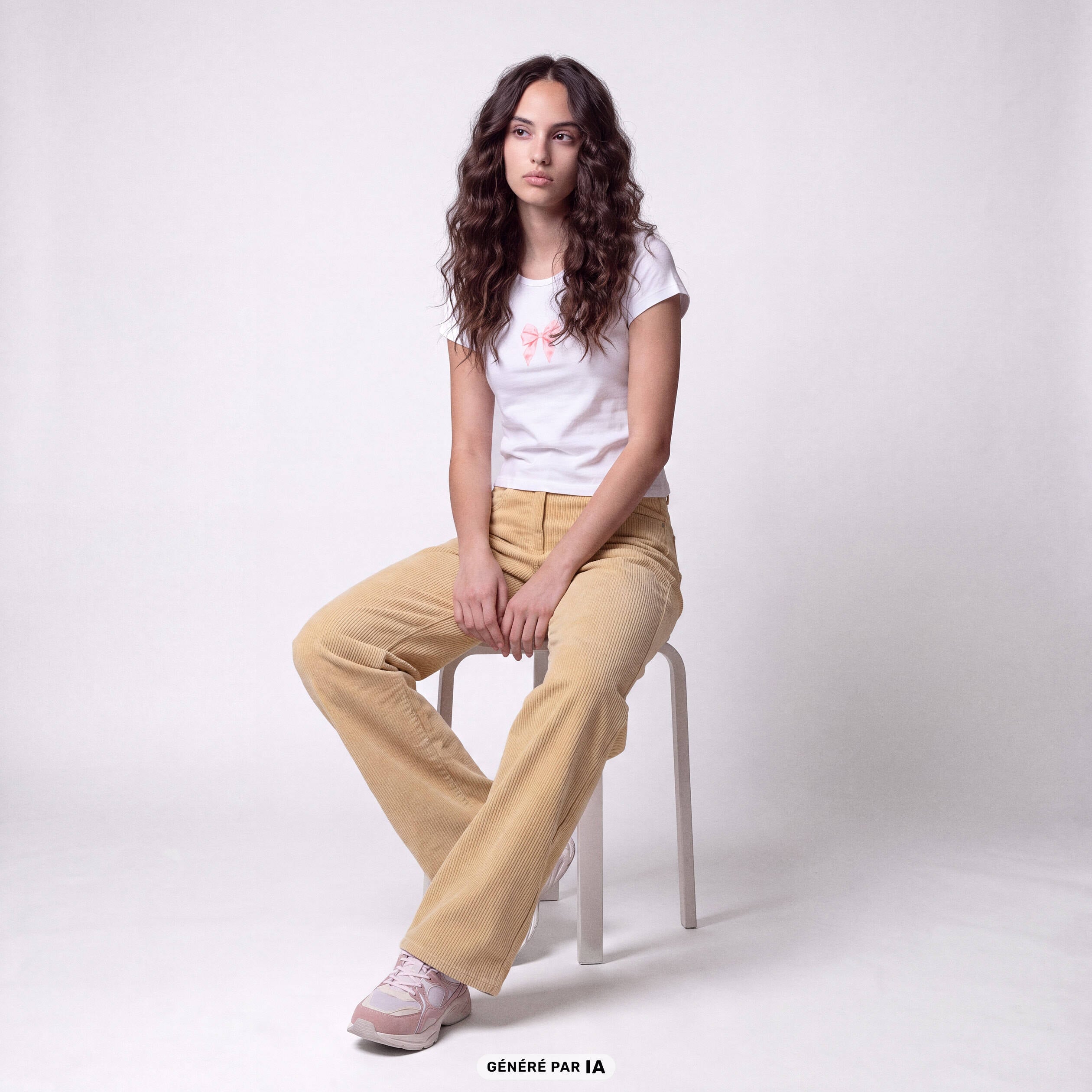 Pantalon bootcut en velours jaune pastel